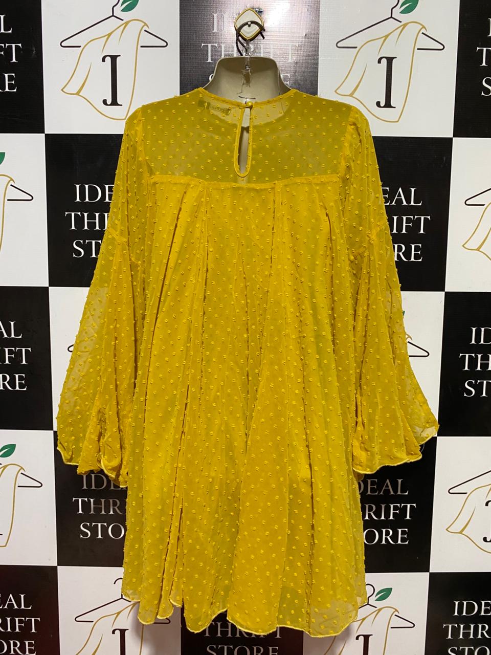 BOOHOO |M| BUST 18| B37| WOMEN'S MUSTARD YELLOW SWING MINI DRESS