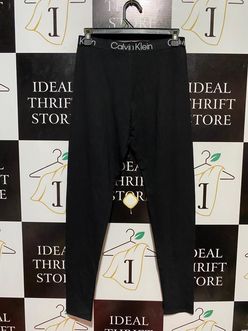 CALVIN KLEIN |M| WAIST 28| B37| BLACK LEGGINGS - COMFORT LOGO WAISTBAND FULL-LENGTH LEGGINGS