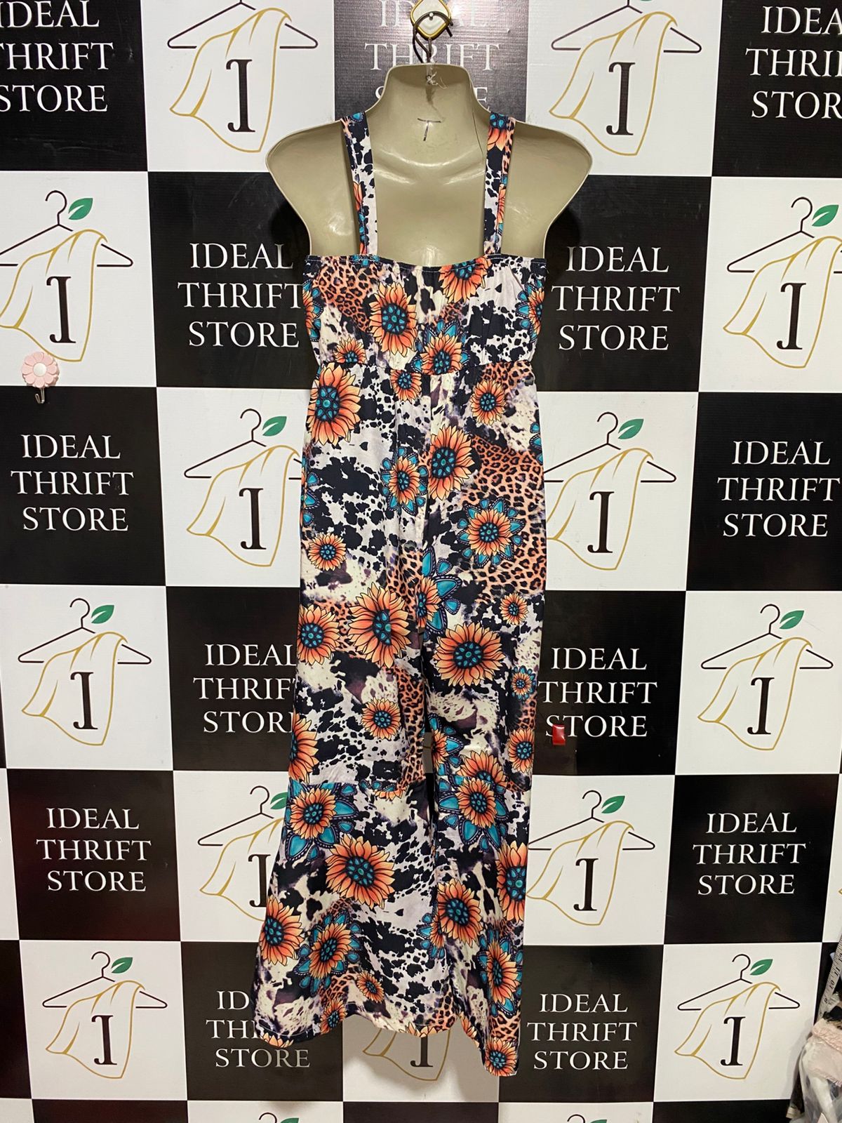 |XS| BUST 15| B38| WOMEN'S WESTERN MIXED PRINT JUMPSUIT