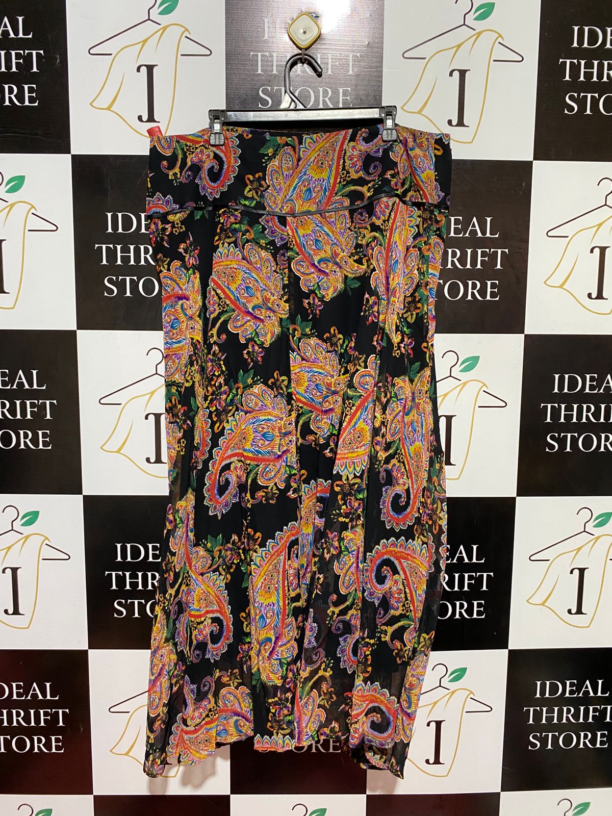 PERUNO |XXL| WAIST 38| B38| VIBRANT MULTI-COLOR PAISLEY MAXI SKIRT