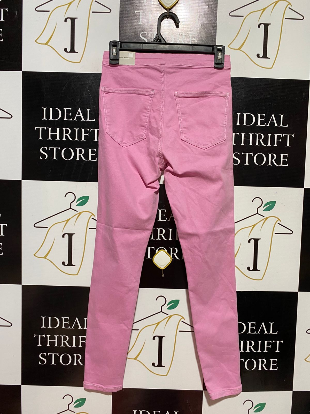 TOPSHOP |S| WAIST 26| B39| CHIC HIGH-WAISTED PASTEL PINK SKINNY JEANS WITH STRETCH COMFORT
