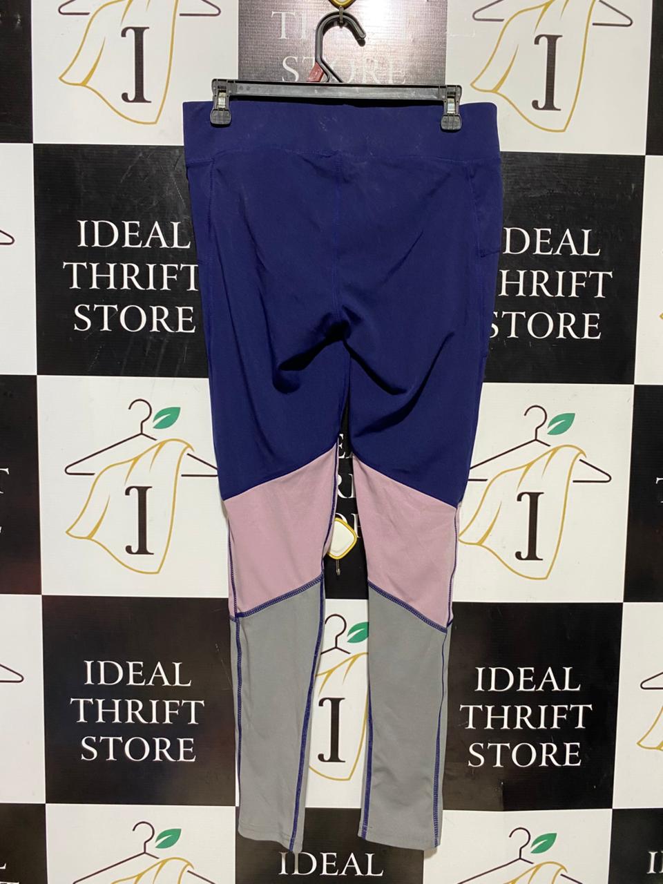 ACTIVE |L| WAIST 30| B39| NAVY BLUE, PINK, AND GREY WORKOUT TIGHTS WITH SIDE POCKETS