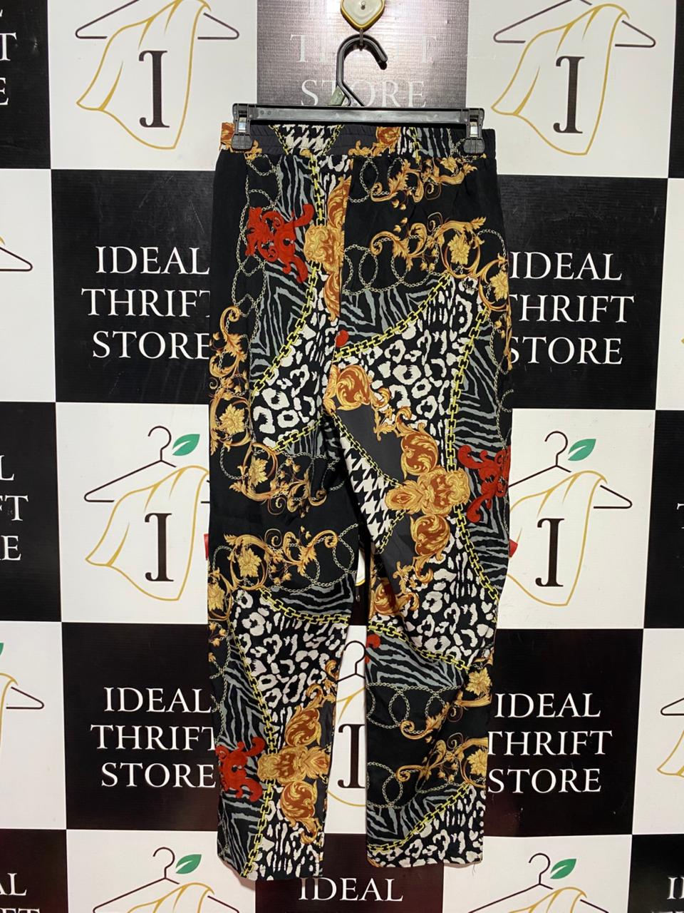 PRETTYLITTLE THING |S| WAIST 26| B40| LUXE BAROQUE AND ANIMAL MIXED PRINT SILKY TROUSERS