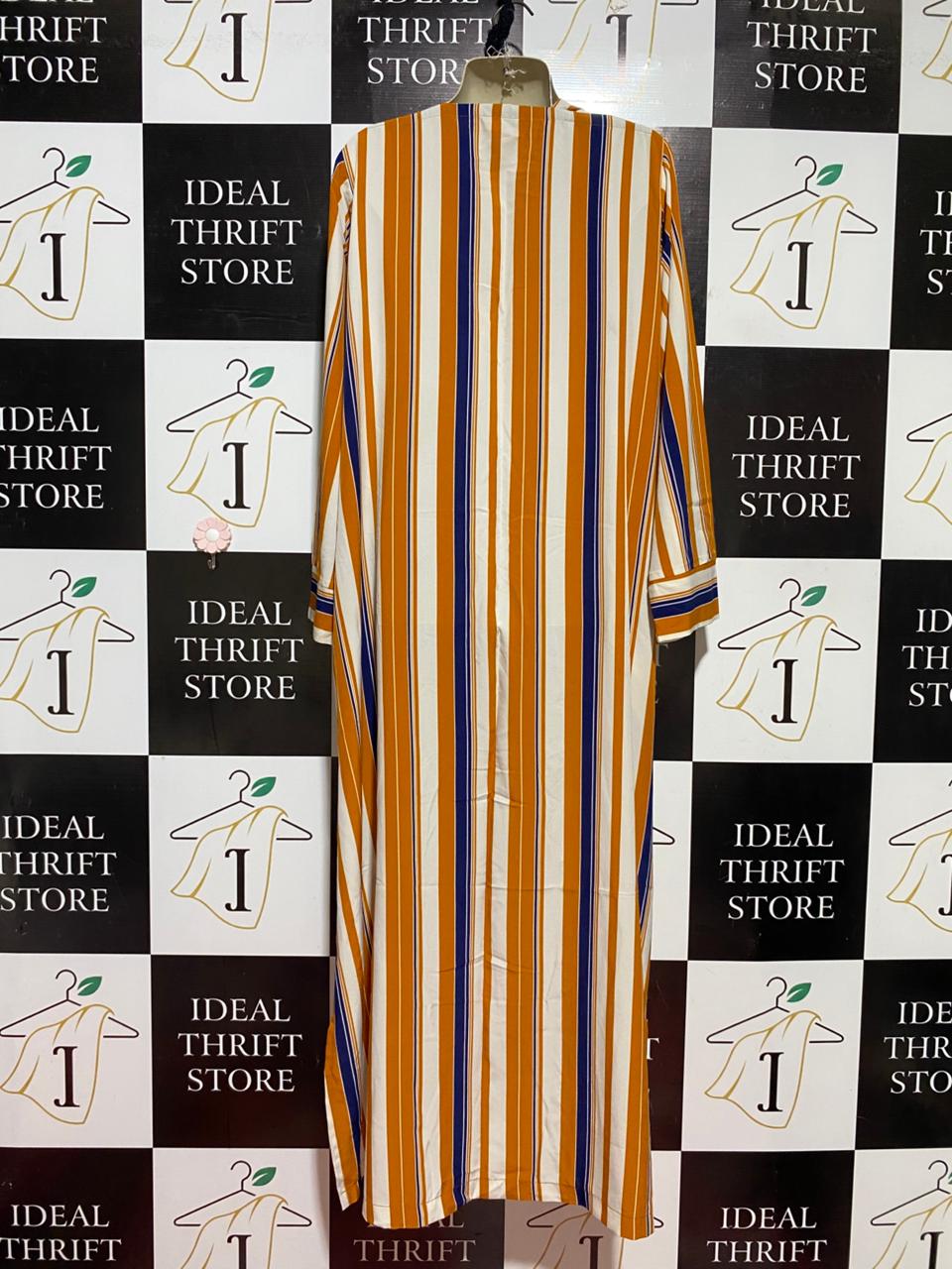 |XL| BUST 22| B40| VIBRANT STRIPED LONGLINE KIMONO CARDIGAN VERTICAL PATTERN OPEN FRONT MAXI SHRUG
