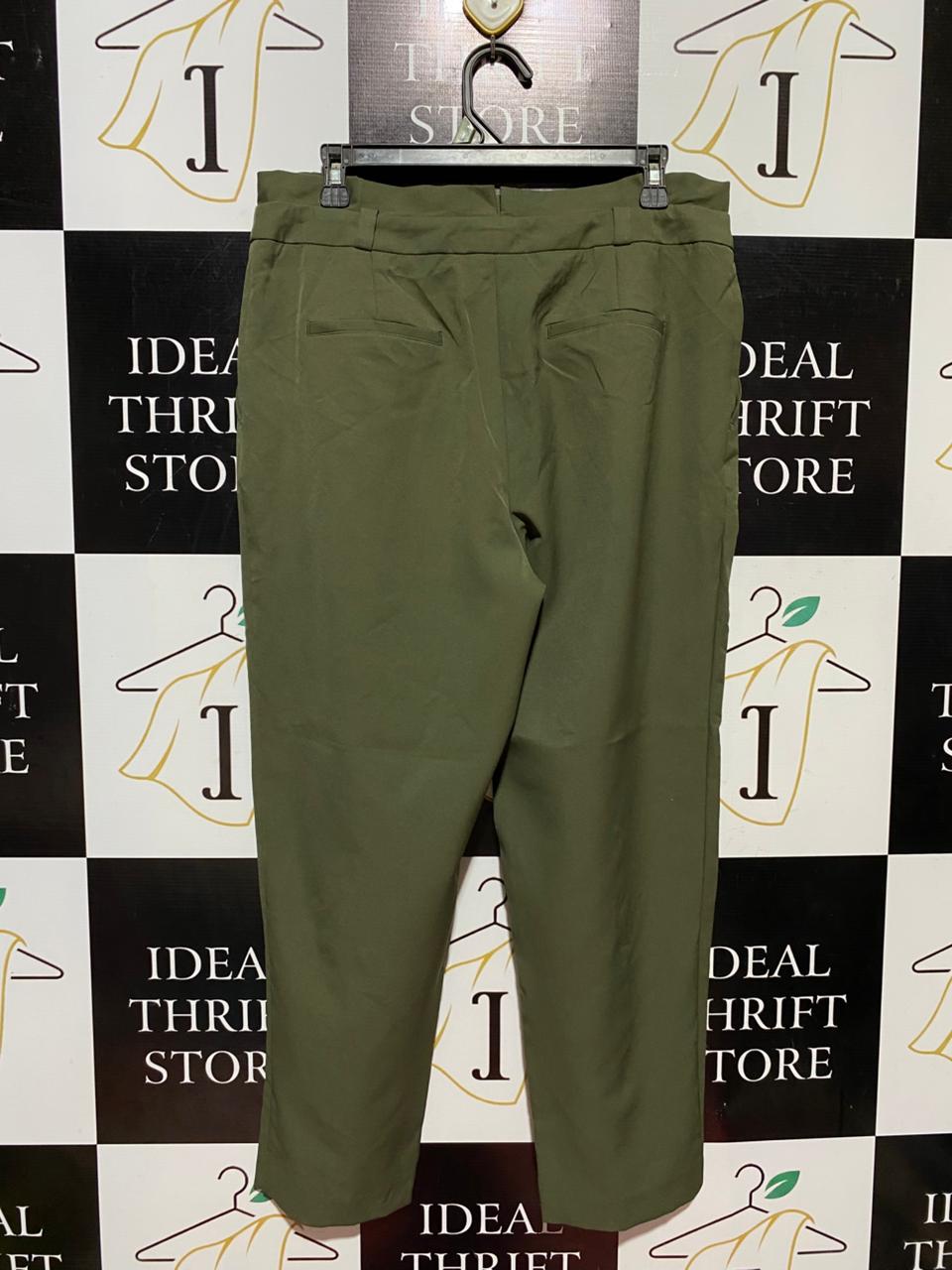 NEW LOOK |XL| WAIST 33| B41| OLIVE GREEN HIGH-WAISTED PLEATED TROUSERS