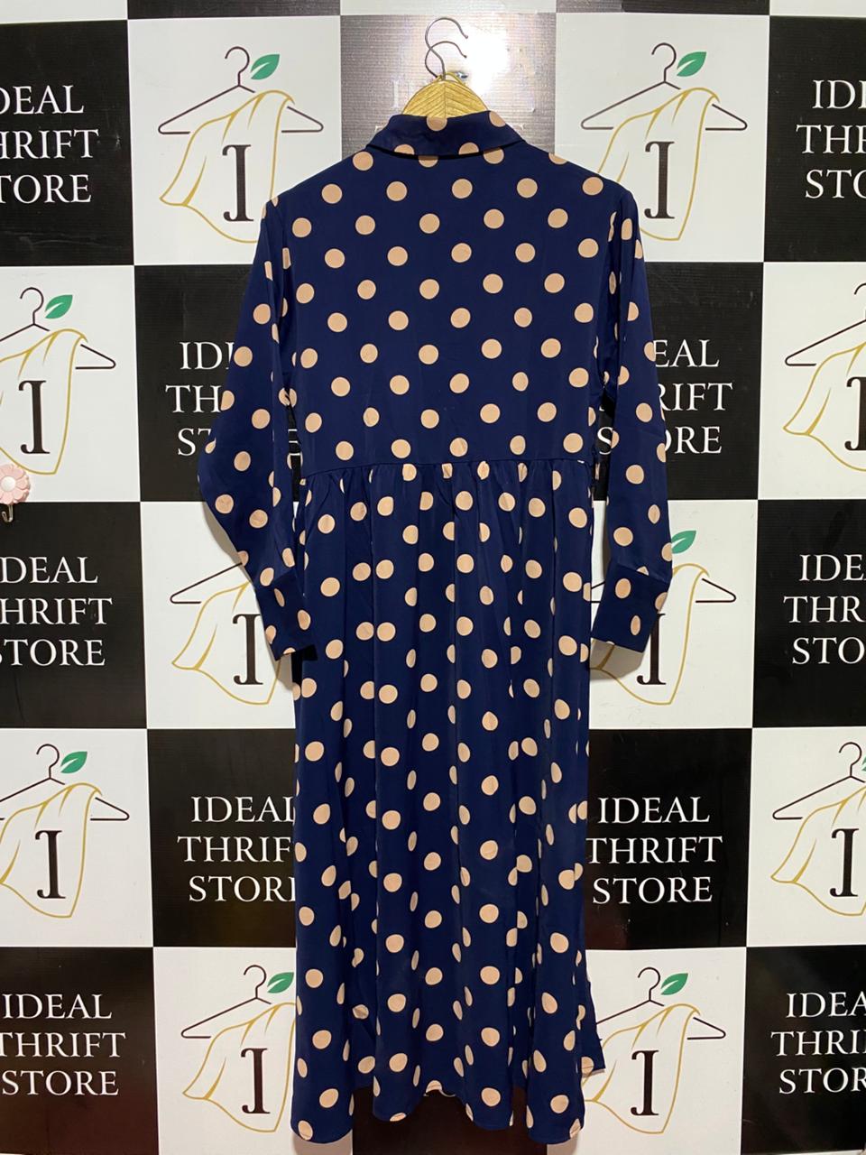 MELA LONDON |M| BUST 17| B40| CLASSIC RETRO POLKA DOT BUTTON-DOWN MAXI DRESS