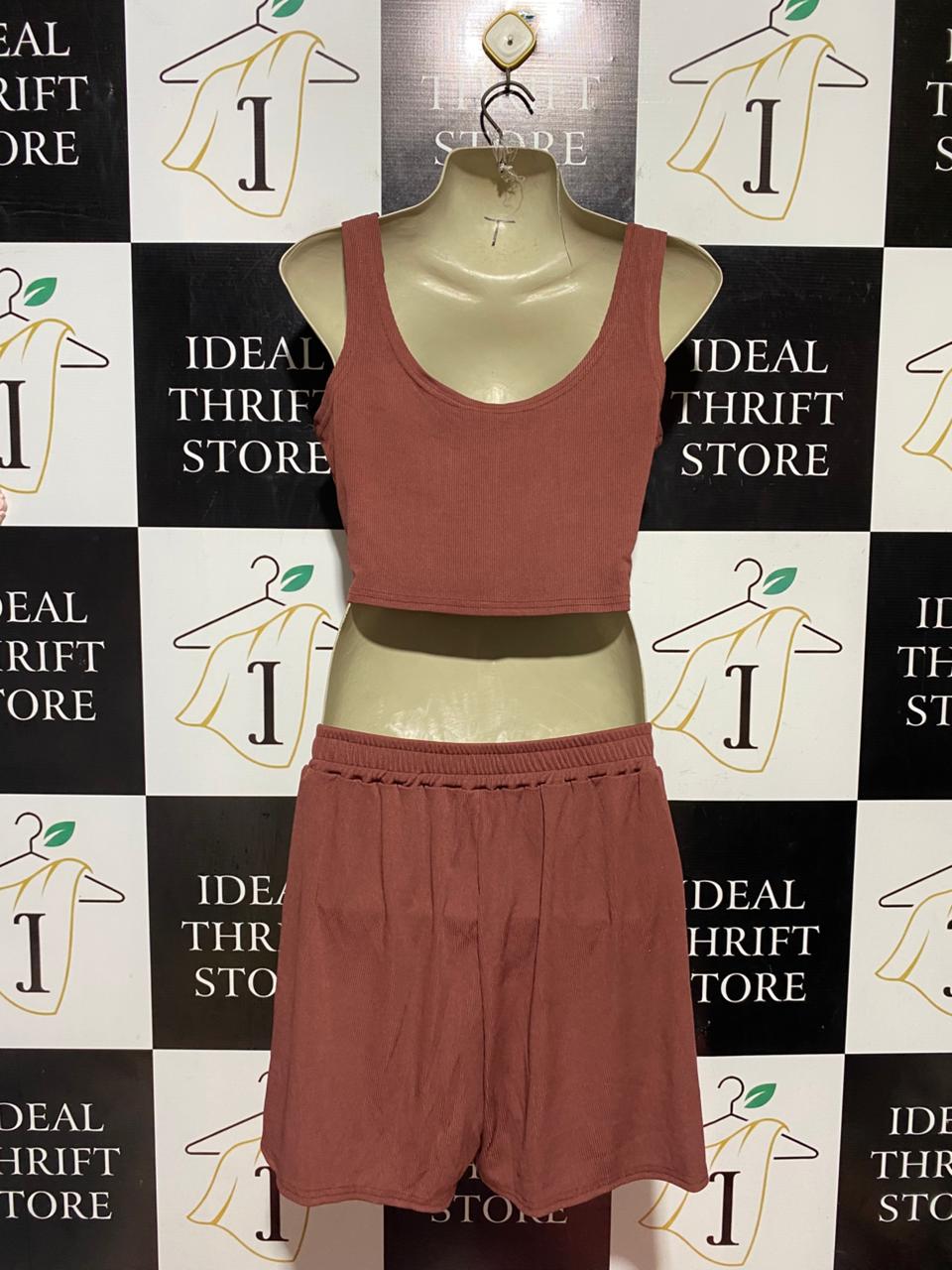 |S| B41| RIBBED CROP TANK AND SHORTS TWO-PIECE CO-ORD SET