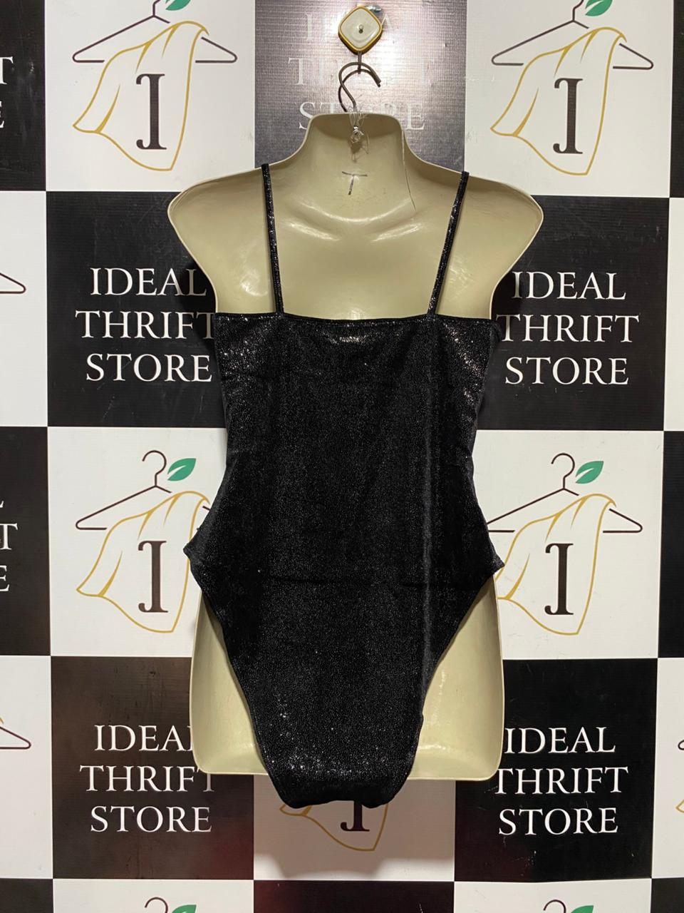 H&M DIVIDED |S| BUST 16| B41| GLITTERY BLACK COWL NECK CAMI BODYSUIT