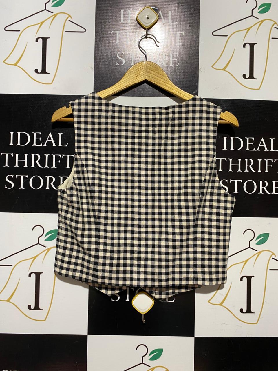 PRINCESS HIGHWAY |M| BUST 18| B42| BLACK AND WHITE GINGHAM BUTTON-UP VEST