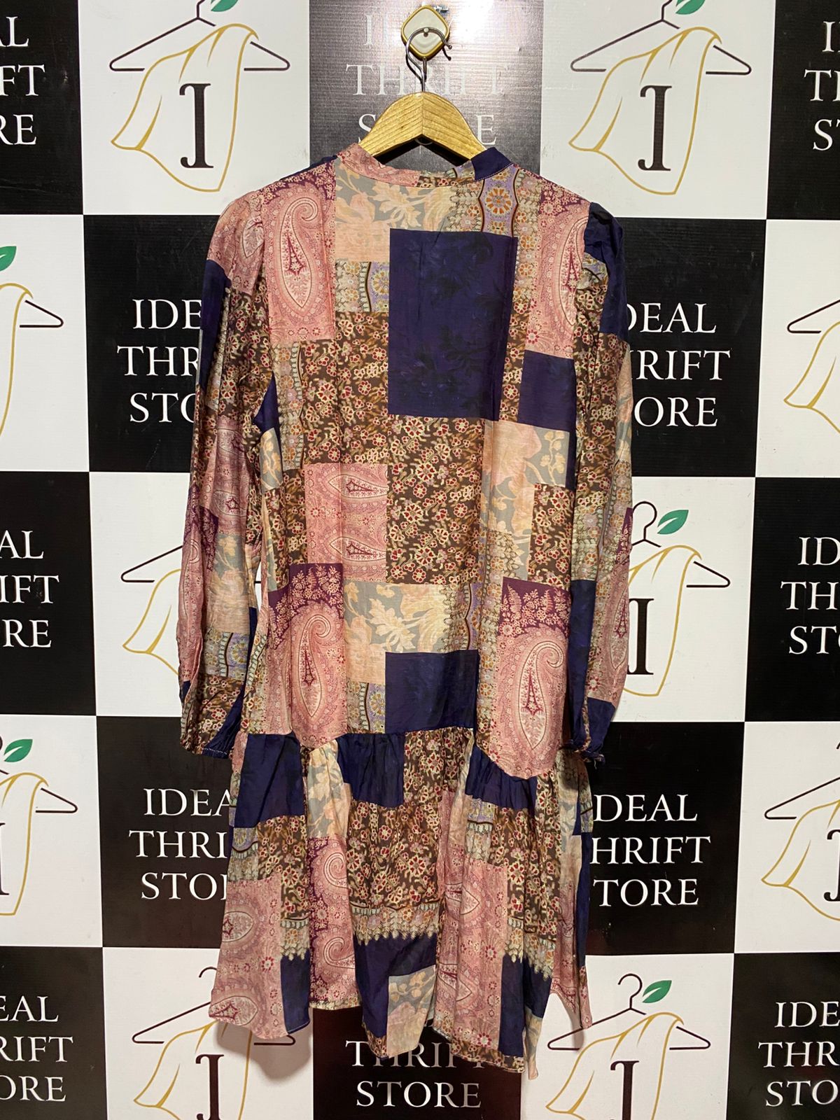 PORTMANS |L| BUST 20| B43| PATCHWORK PRINT BOOHOO BOHO TIERED MINI DRESS