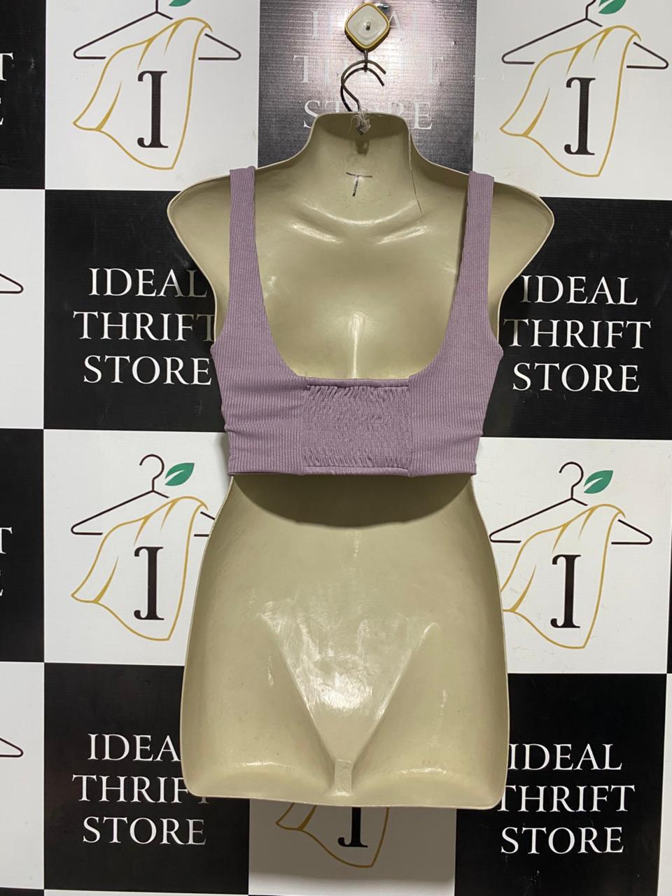 ZARA |M| BUST 13| B43| MAUVE LILAC RIBBED SWEETHEART BUSTIER CROP TANK TOP BRALETTE