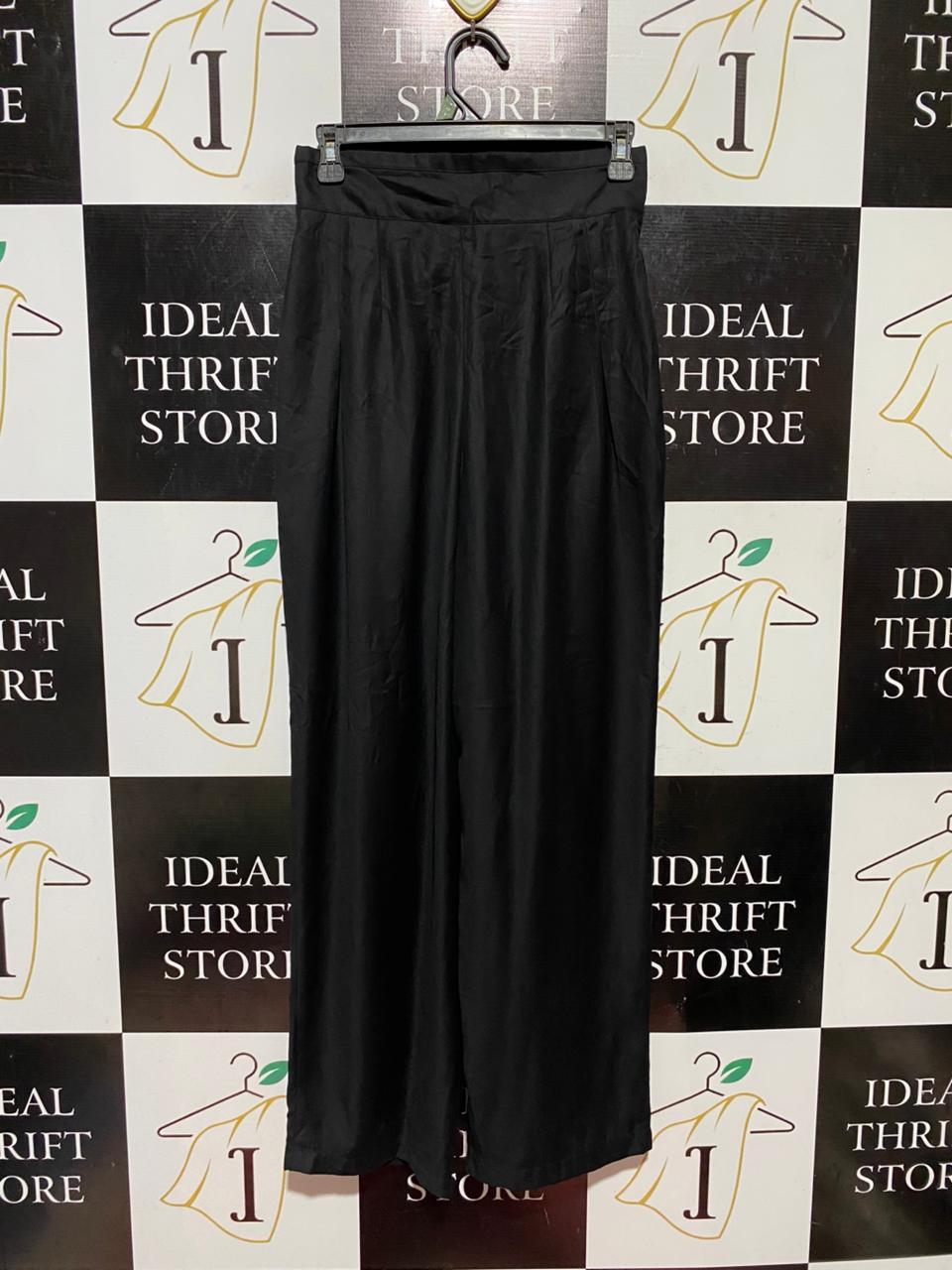 LATTELIER |S| WAIST 26| B42| BLACK PLEATED WIDE LEG PANTS HIGH WAISTED TROUSERS CASUAL DRESS SLACKS