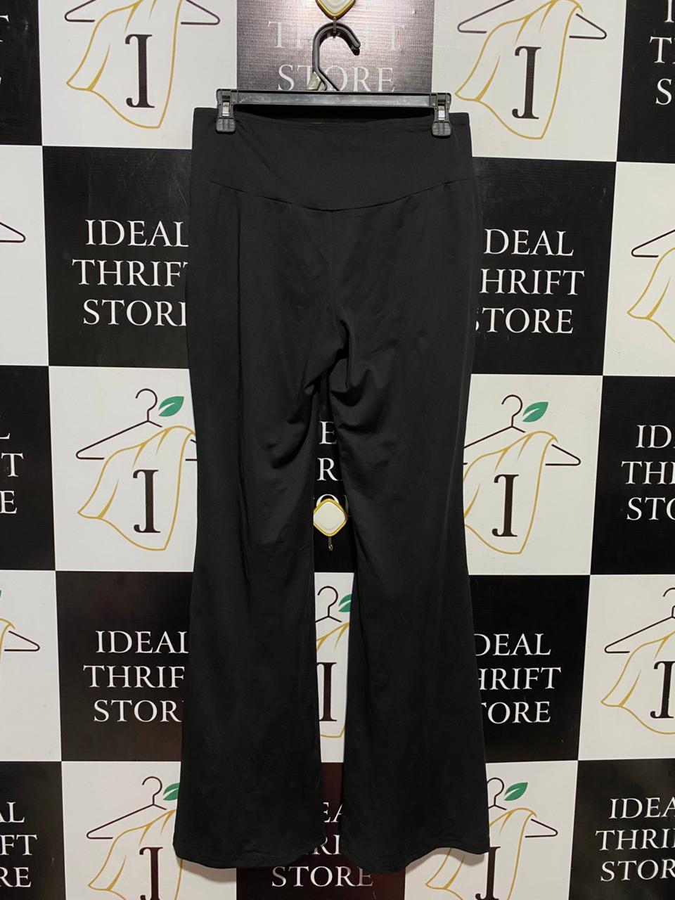SHEIN |L| WAIST 28| B42| BLACK CROSSOVER V-WAIST FLARED PANTS - HIGH-RISE YOGA BELL BOTTOMS
