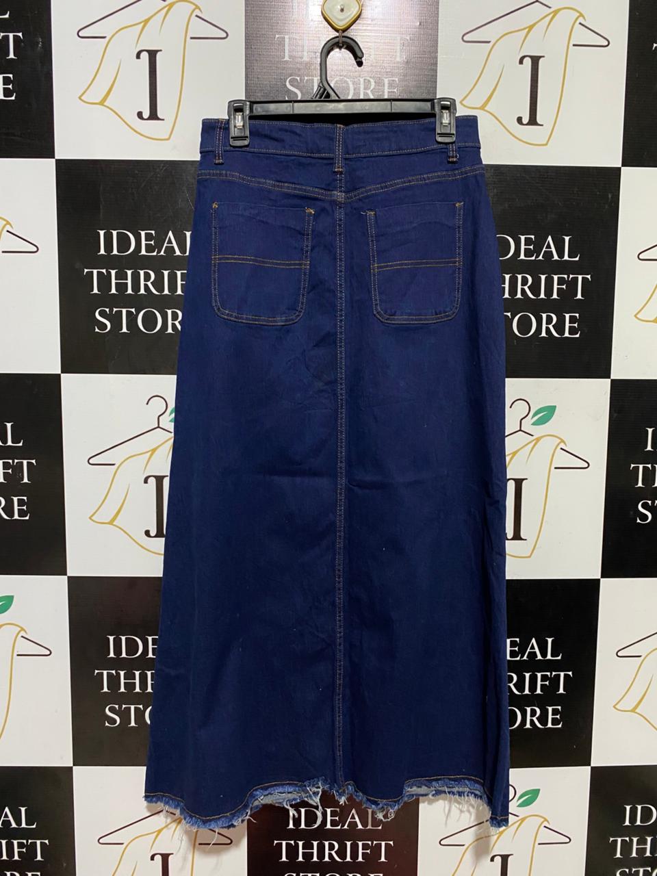 WAKEE |L| WAIST 29| B42| WOMEN'S DARK WASH DENIM MAXI SKIRT