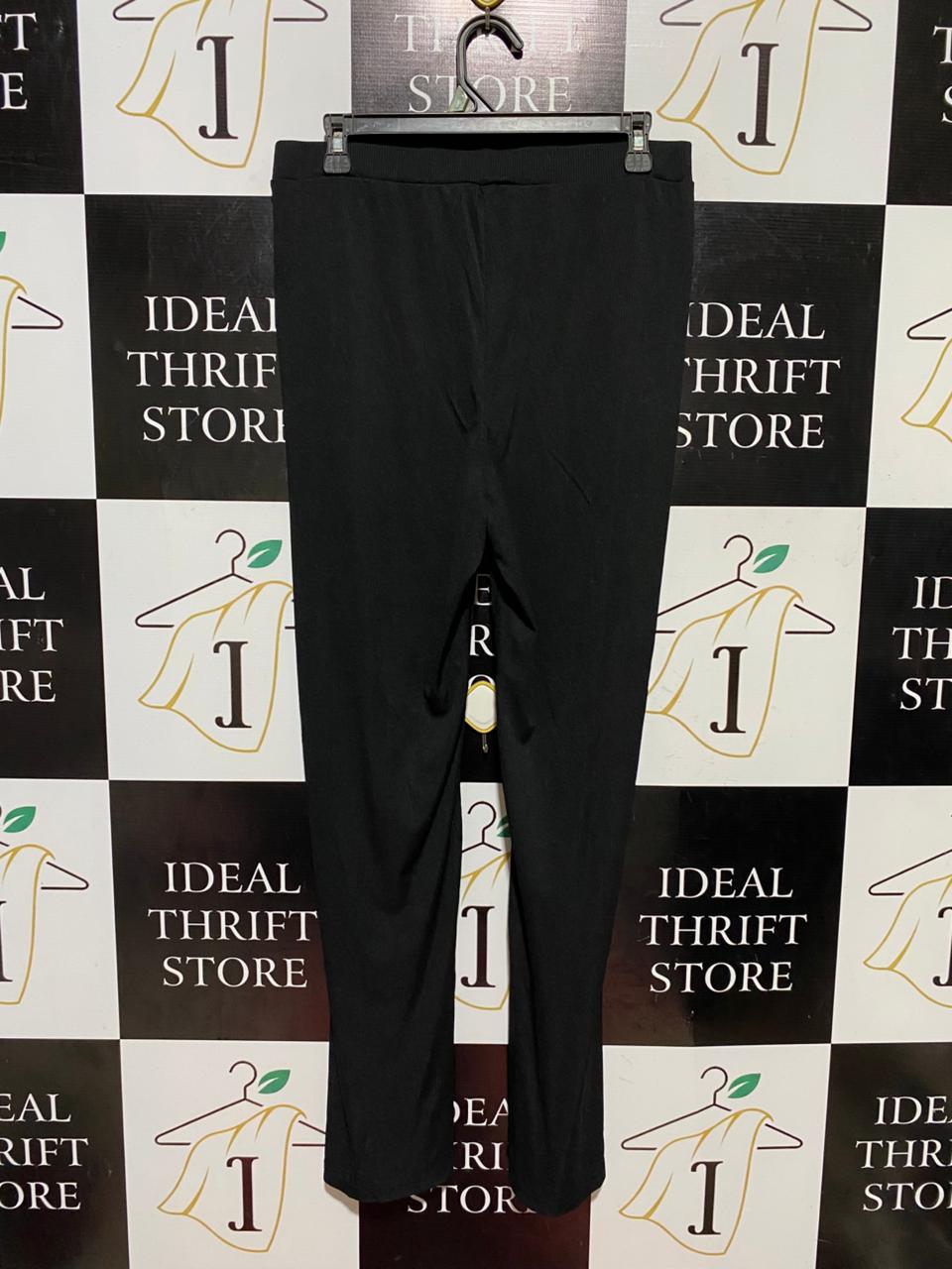 SHEIN |L| WAIST 30| B42| SOLID BLACK RIBBED LEGGINGS - HIGH-WAISTED SLIM FIT PANTS
