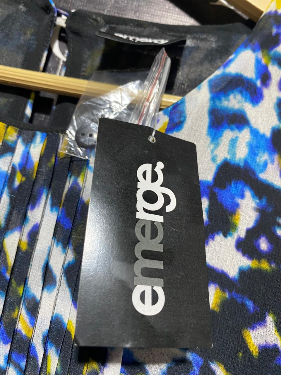 EMERGE |L| BUST 21| B44| EMERGE BLUE LEOPARD PRINT MIDI DRESS