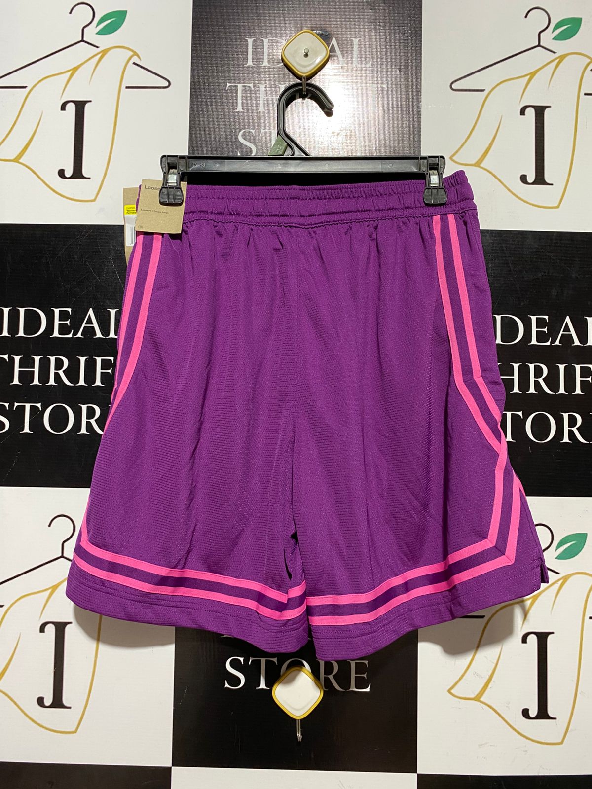 NIKE |S| WAIST 26| B43| WOMEN'S BASKETBALL SHORTS PURPLE PINK STRIPE ATHLETIC GYM MESH DRI-FIT