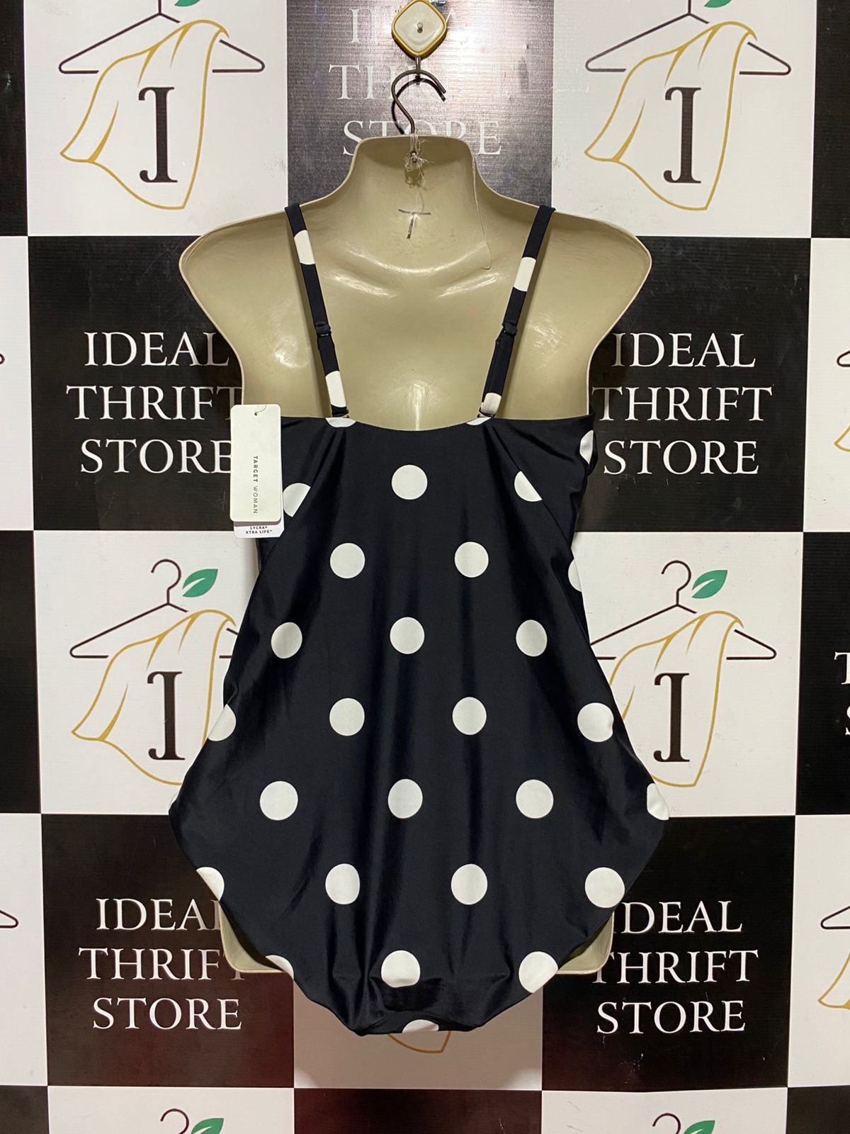 TARGET ACTIVE |M| BUST 16| B45| BLACK AND WHITE POLKA DOT ONE-PIECE SWIMSUIT WITH RUCHED BUST