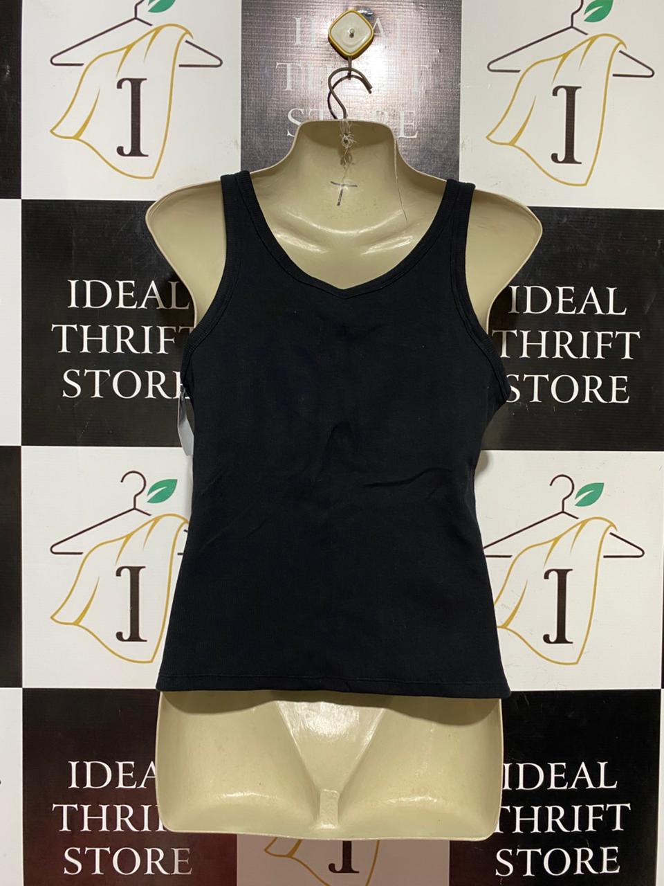 ANKO |M| BUST 16| B44| CLASSIC BLACK TANK TOP - NWT SCOOP NECK RIBBED BASICS CAMI TOP