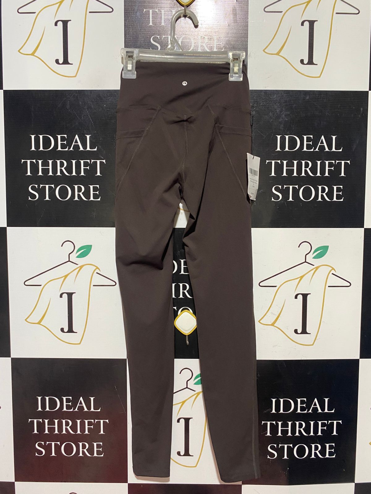 HYPERLUXE |XXS| WAIST 19| B44| COCOA BROWN HIGH-WAISTED LEGGINGS - NWT PERFORMANCE WORKOUT TIGHTS WITH POCKETS