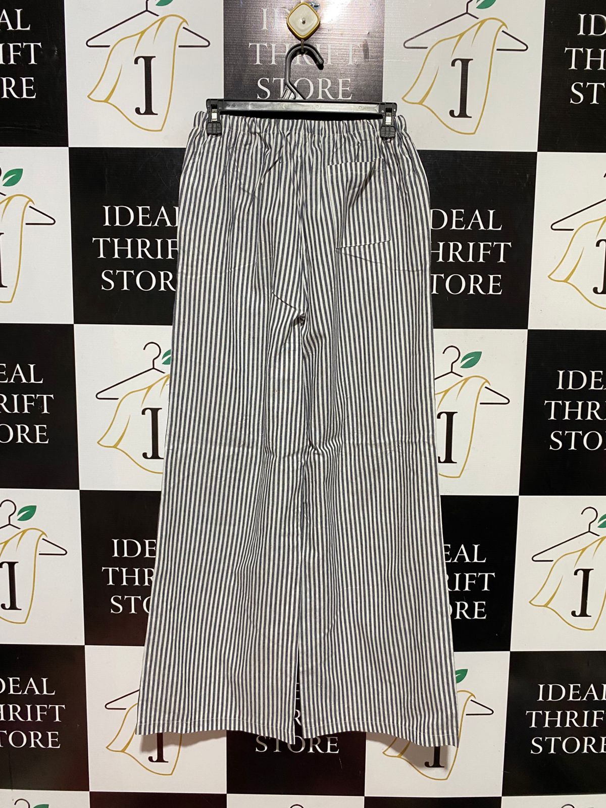 MUSERA |S| WAIST 25| B44| WOMEN'S NAVY AND WHITE STRIPED WIDE LEG DRAWSTRING PANTS