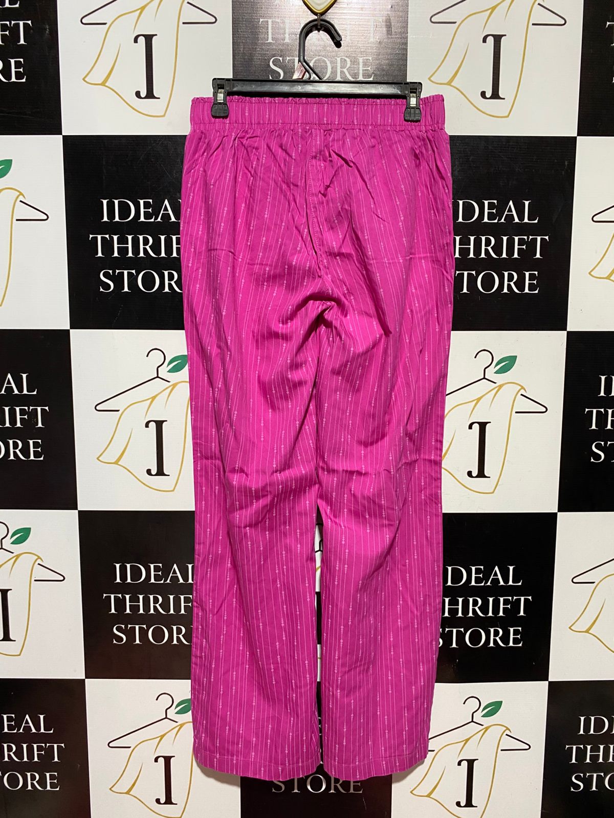 DG2 |M| WAIST 28| B44| HOT PINK STRIPED WIDE-LEG PANTS WITH ELASTIC WAISTBAND