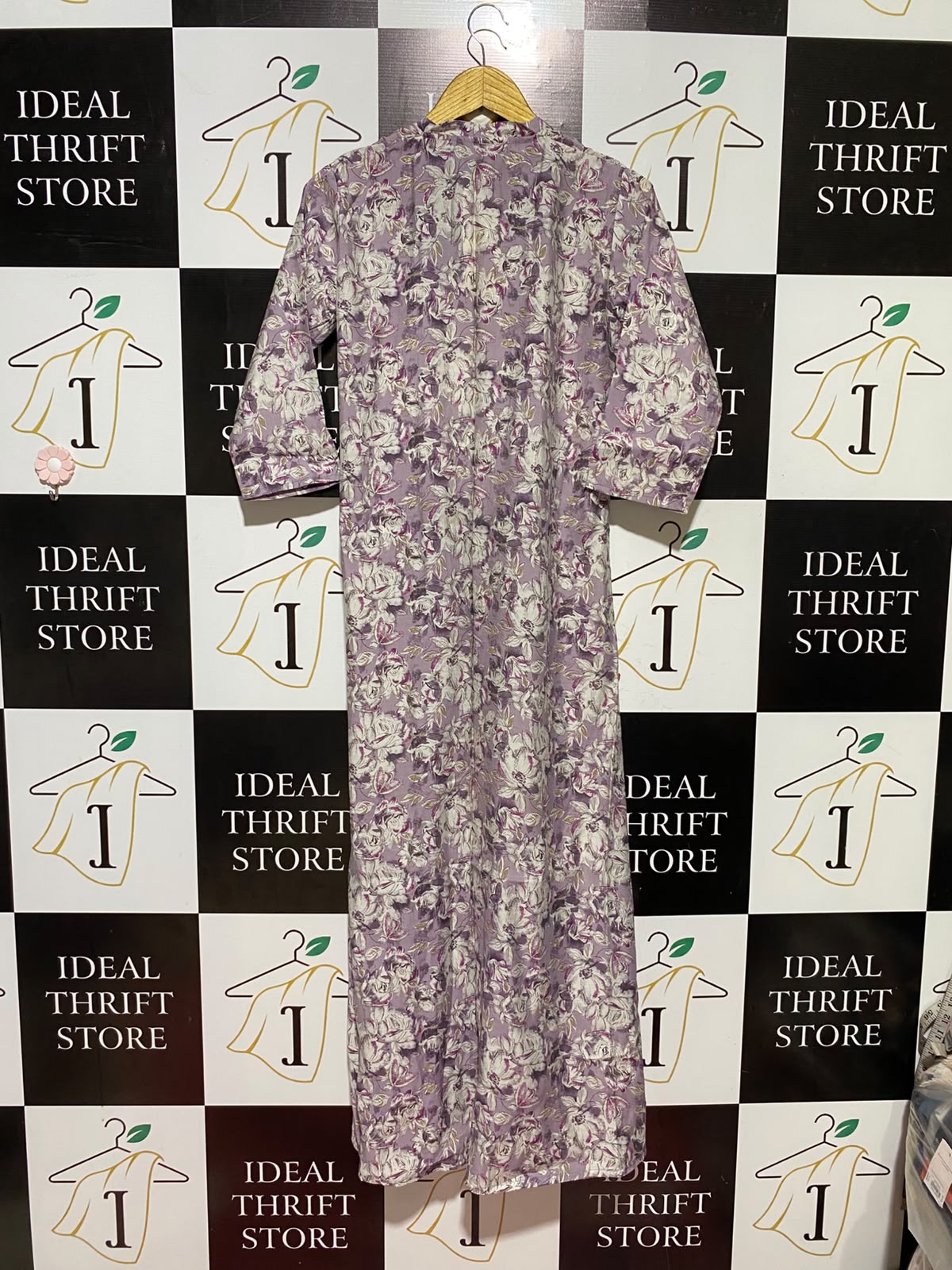 SIMRANS |L| BUST 19| B46| PURPLE FLORAL PRINT OPEN FRONT MAXI CARDIGAN DUSTER