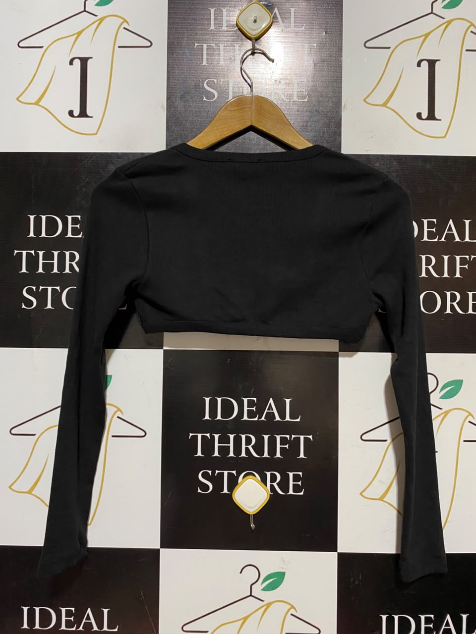 REBELLIOUS |S| BUST 14| B46| BLACK LONG SLEEVE RIBBED SHRUG CARDIGAN