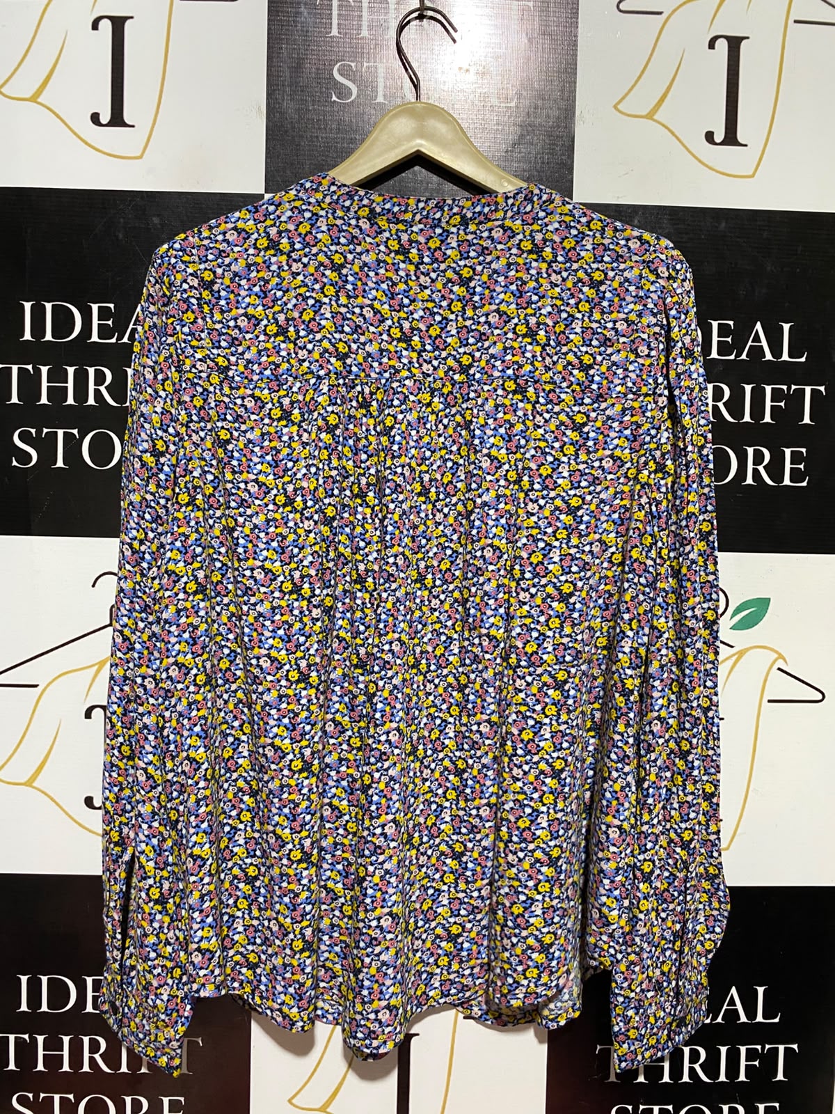 M&S |L| BUST 23| B45| VIBRANT MULTICOLOR DITSY FLORAL BUTTON-DOWN BLOUSE