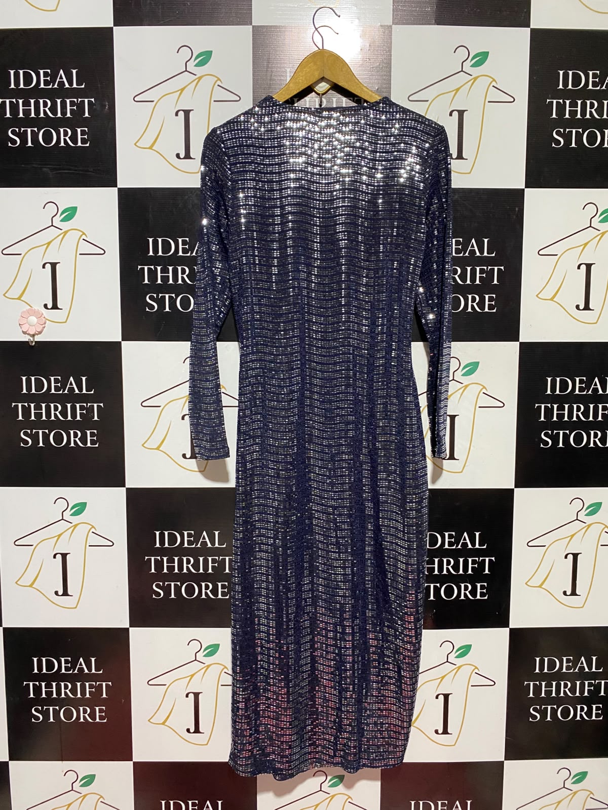 WALIIS |M| BUST 18| B45| METALLIC SHIMMER WRAP-FRONT MIDI DRESS