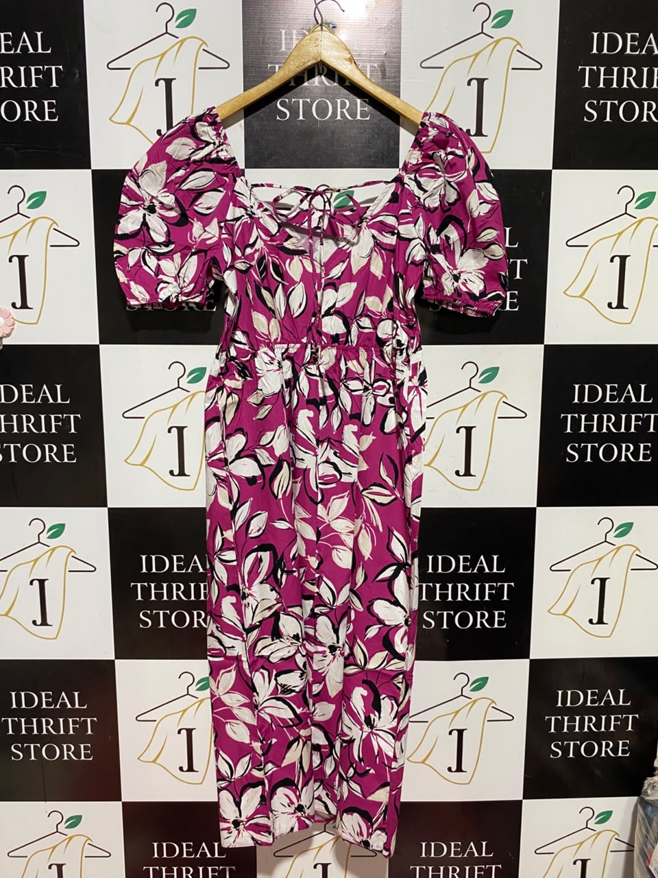 GEORGE |L| BUST 19| B47| PUFF SLEEVE SQUARE NECK CASUAL A-LINE SUMMER DRESS