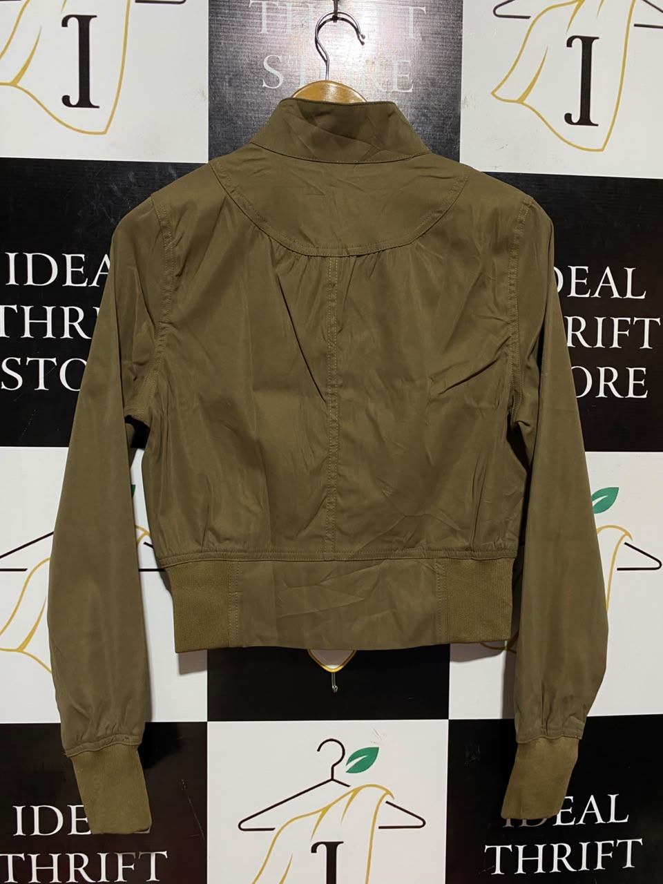 NV FELIX |M| BUST 18| B46| KHAKI BROWN FULL-ZIP LIGHTWEIGHT MOCK NECK CASUAL JACKET