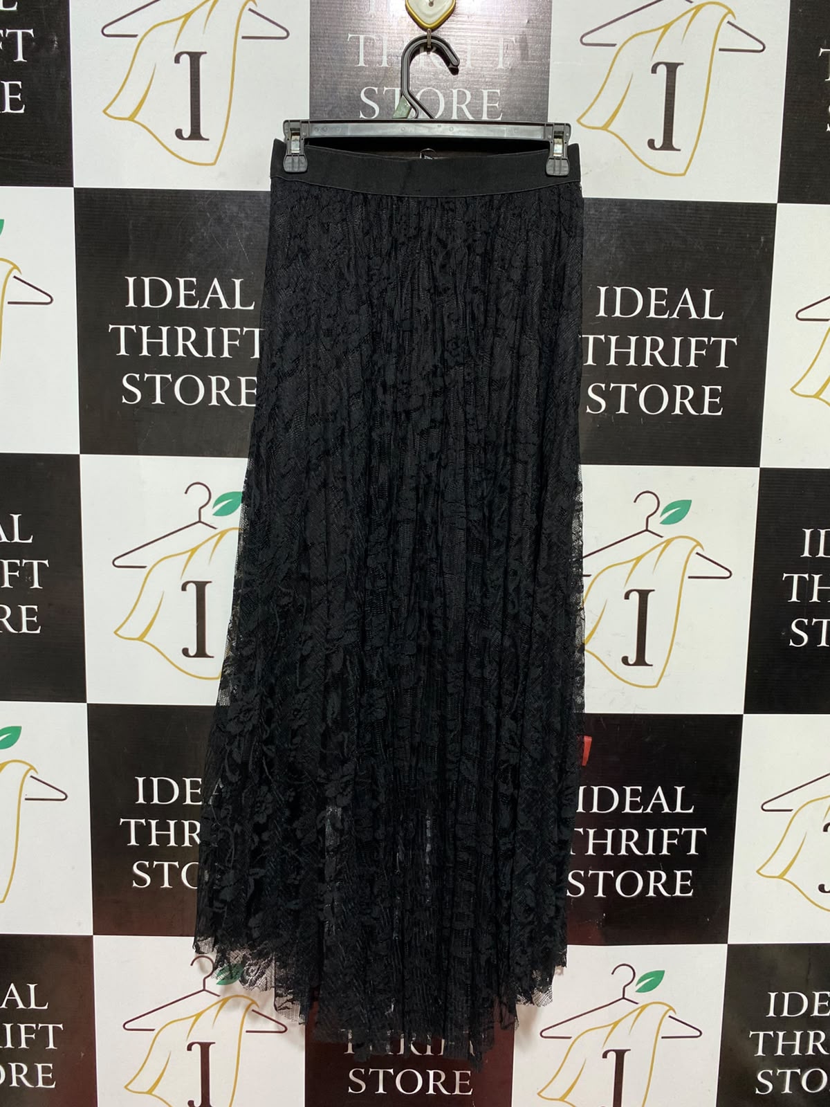 NEW LOOK |S| WAIST 26| B46| BLACK FLORAL LACE ELASTIC WAIST MAXI SKIRT