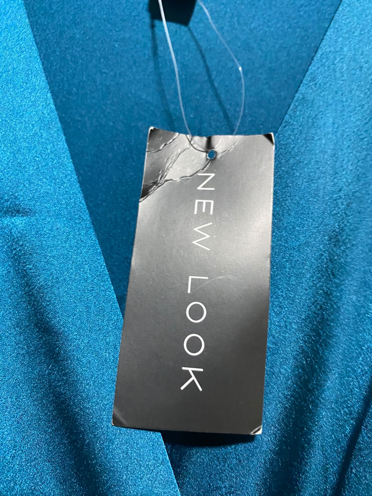 NEW LOOK |M| BUST FREE| B48| TEAL BLUE PLEATED SATIN MIDI DRESS