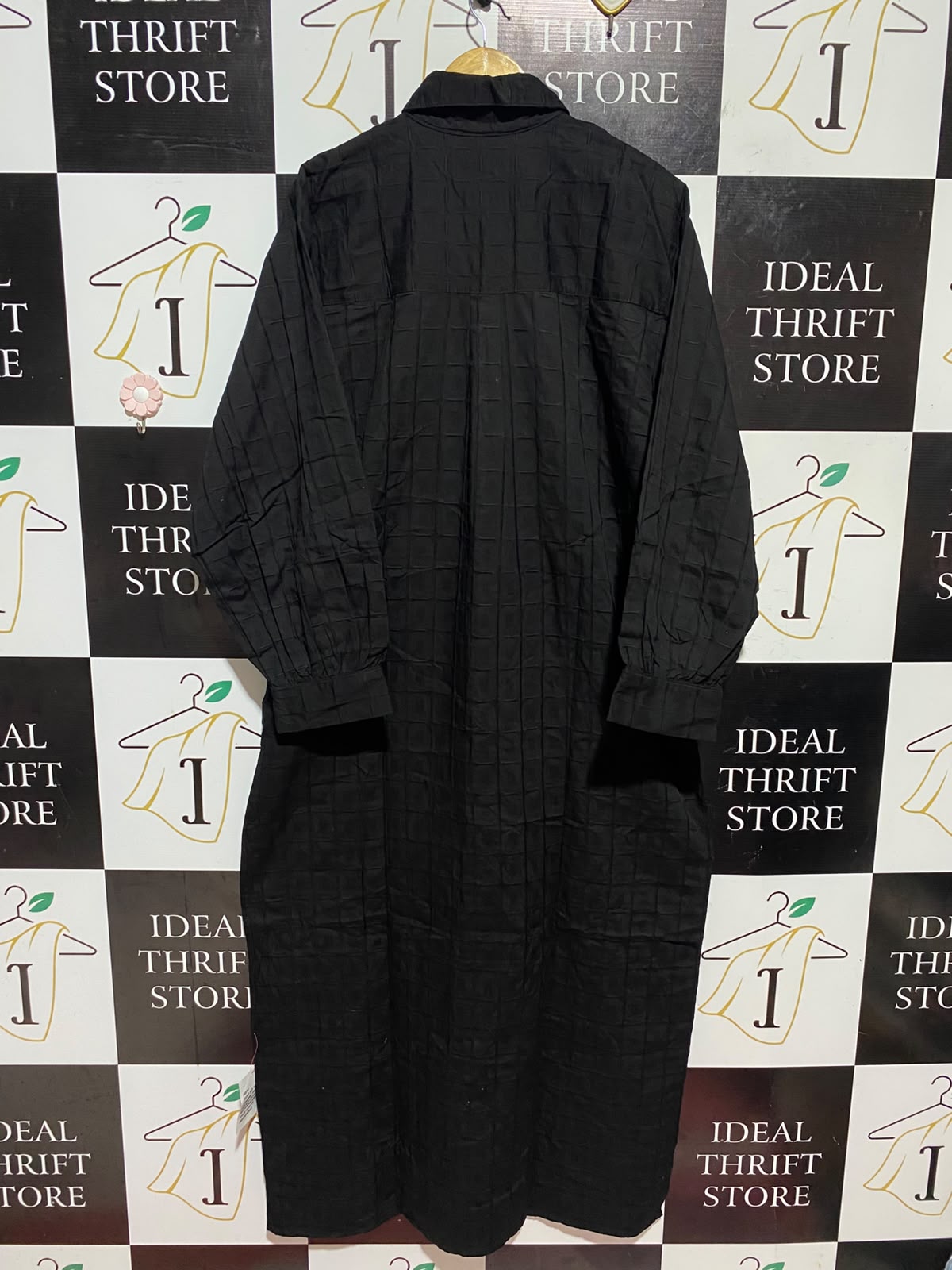 ASOS |XL| BUST 25| B48| BLACK TEXTURED GRID CHECK MAXI SHIRT DRESS