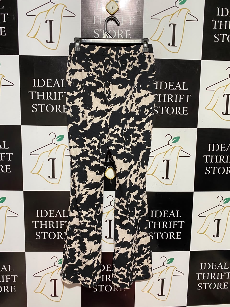 GEORGE |M| WAIST 27| B49| HIGH WAISTED BLACK AND BEIGE BELL BOTTOM TROUSERS