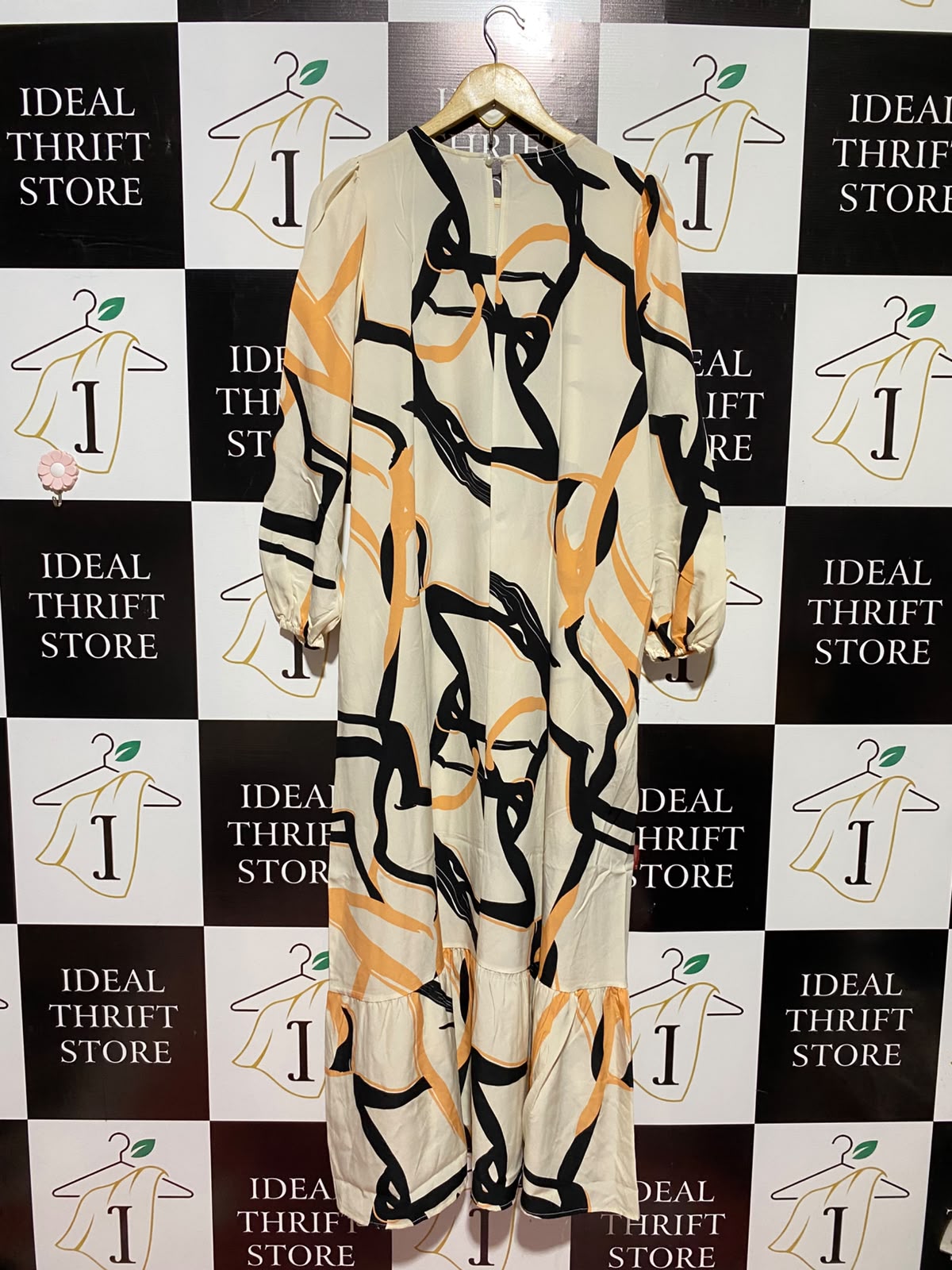|L| BUST 19| B50| ELEGANT ABSTRACT GRAPHIC PRINT MAXI DRESS