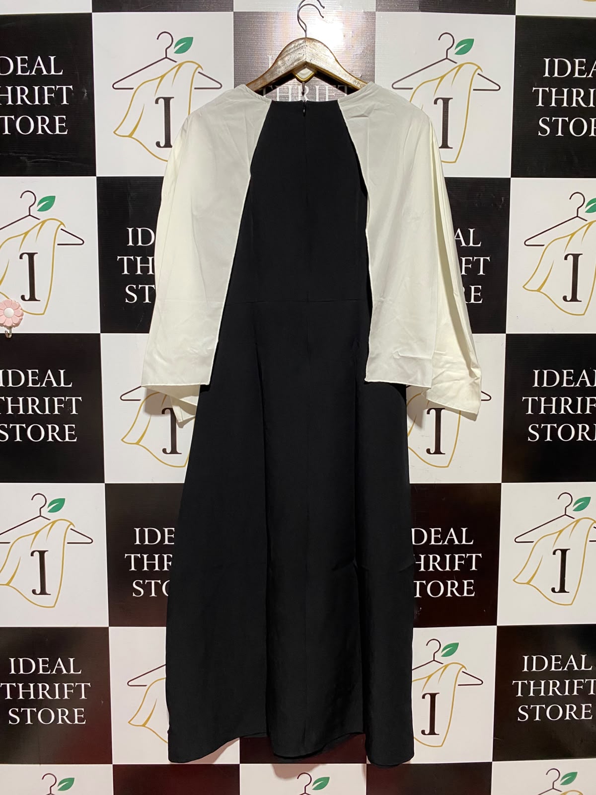 SHEIN |M| BUST 17| B50| TWO-PIECE STYLE BLACK AND WHITE MIDI DRESS WITH OVERLAY