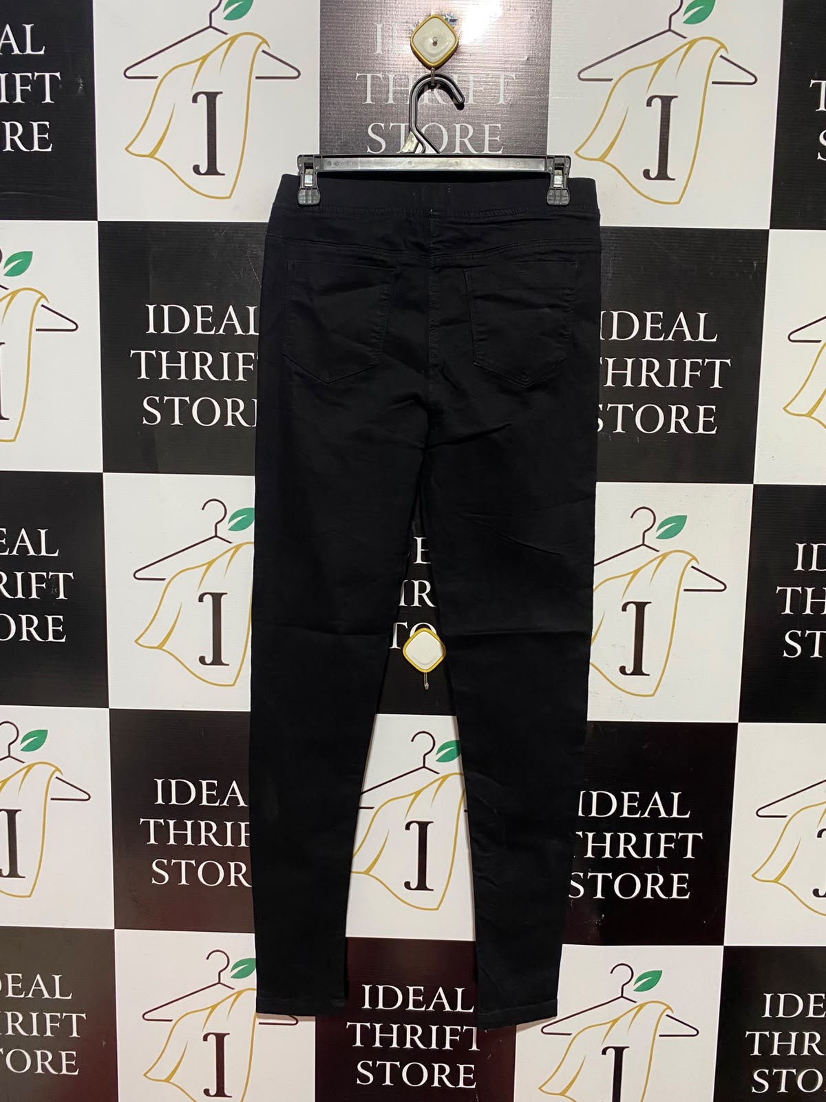 GIRL COLLECTION |M| WAIST 28| B49| SUPER STRETCH BLACK JEGGINGS - HIGH-WAISTED SKINNY FIT PULL-ON DENIM PANTS