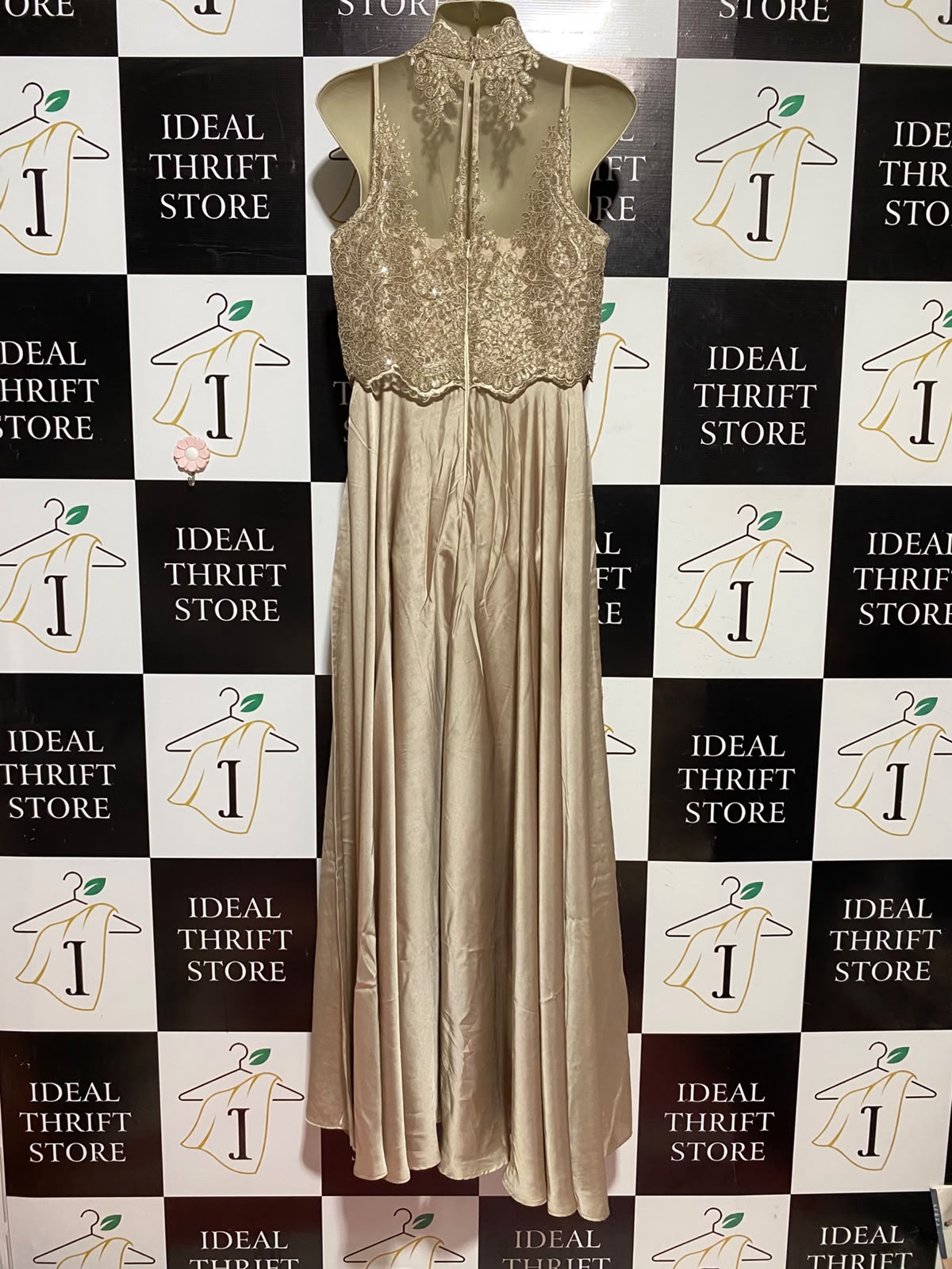 COAST |M| BUST 18| A1| CHAMPAGNE GOLD LACE BUSTIER SATIN MAXI GOWN