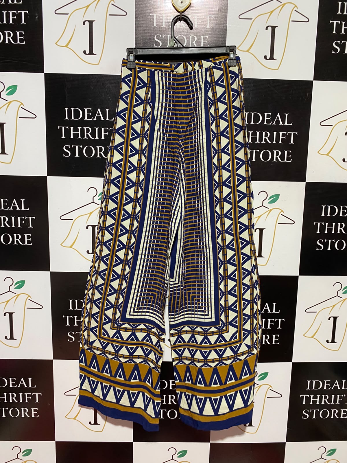 TOP SHOP |S| WAIST 26| B50| GEOMETRIC PRINT WIDE-LEG PALAZZO PANTS