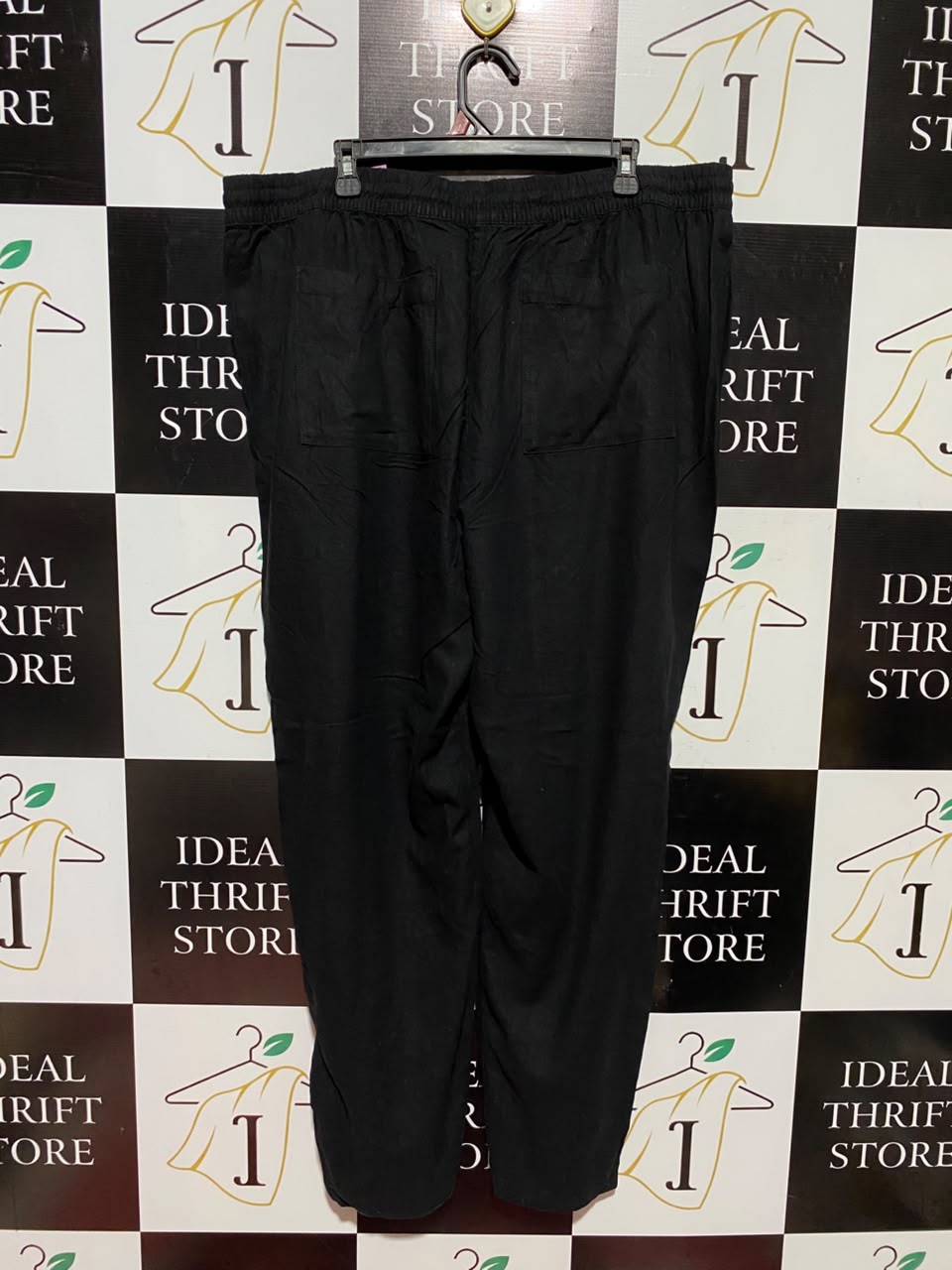 M&S |XXL| WAIST 40| B50| BLACK LINEN-RICH TAPERED ANKLE GRAZER PANTS
