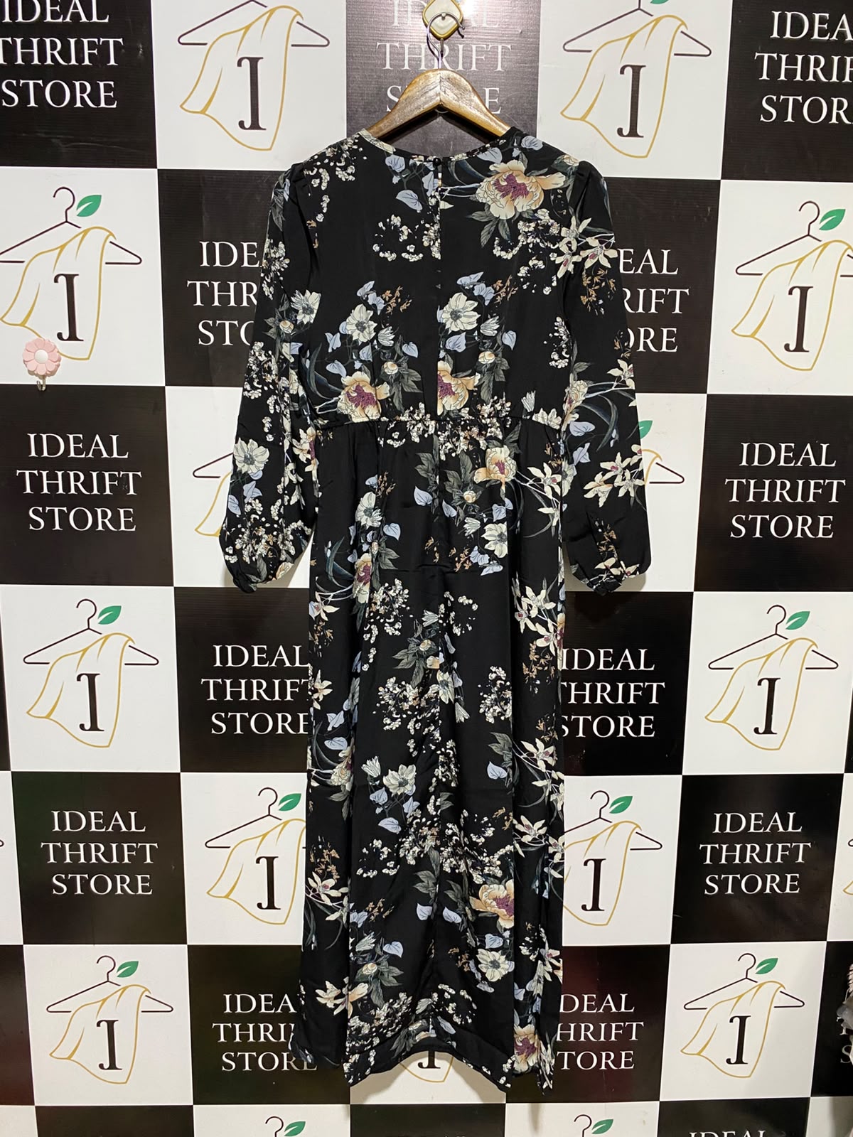 SHEIN |L| BUST 18| A2| ELEGANT BLACK VINTAGE FLORAL PRINT MAXI DRESS