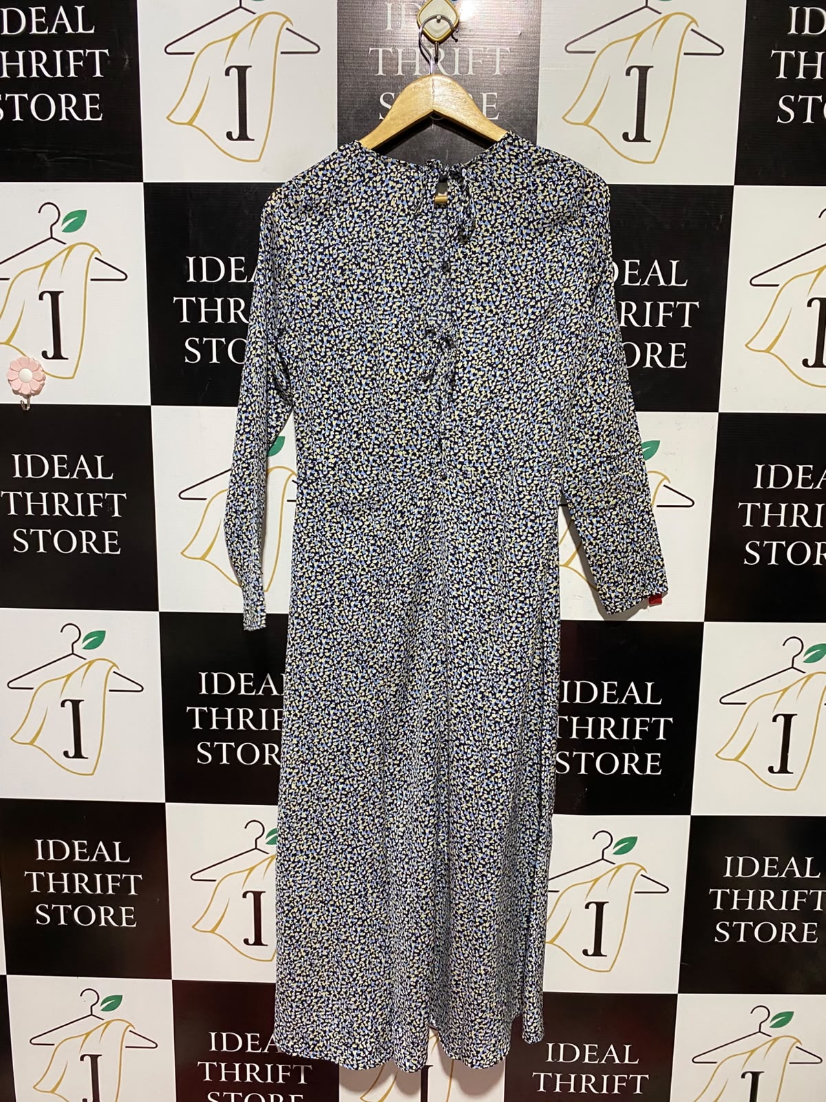 H&M |S| BUST 17| A3| MULTICOLOR MICRO DITSY CONFETTI PRINT LONG SLEEVE MAXI DRESS