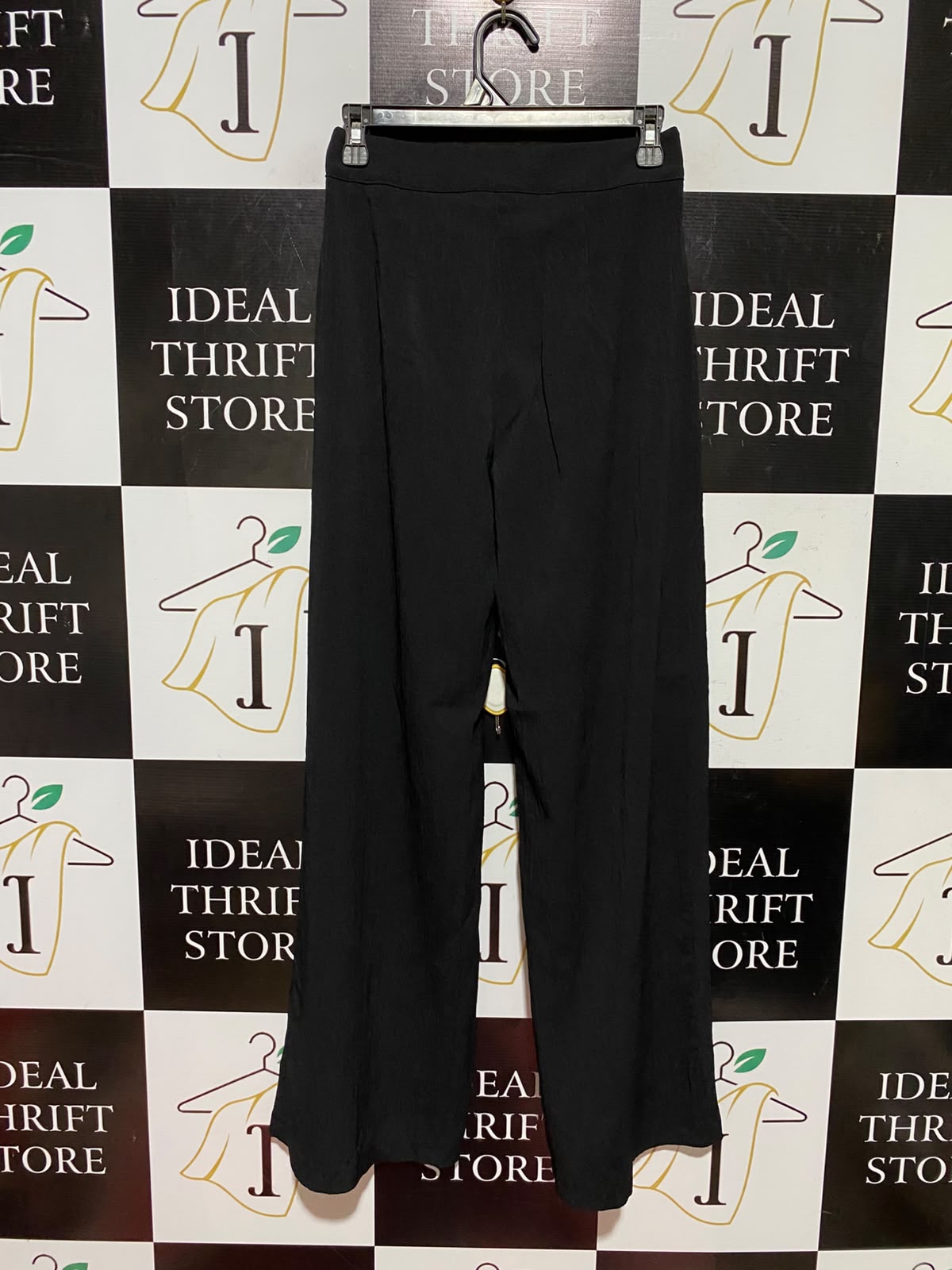 SALANT |S| WAIST 26| A3| BLACK HIGH-WAISTED WIDE-LEG TIE-FRONT OVERLAY TROUSERS