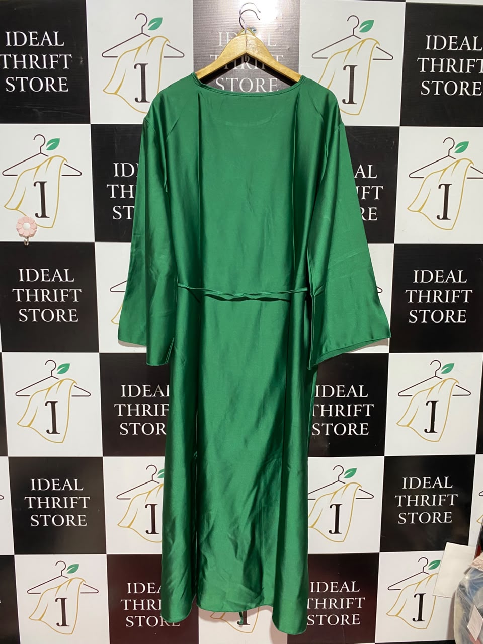 |XL| BUST 23| A5| EMERALD GREEN SILK-FEEL ELEGANT MAXI DRESS