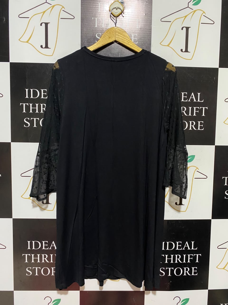PAPAYA |M| BUST 18| A5| CLASSIC BLACK DRESS WITH LACE SLEEVE DETAIL