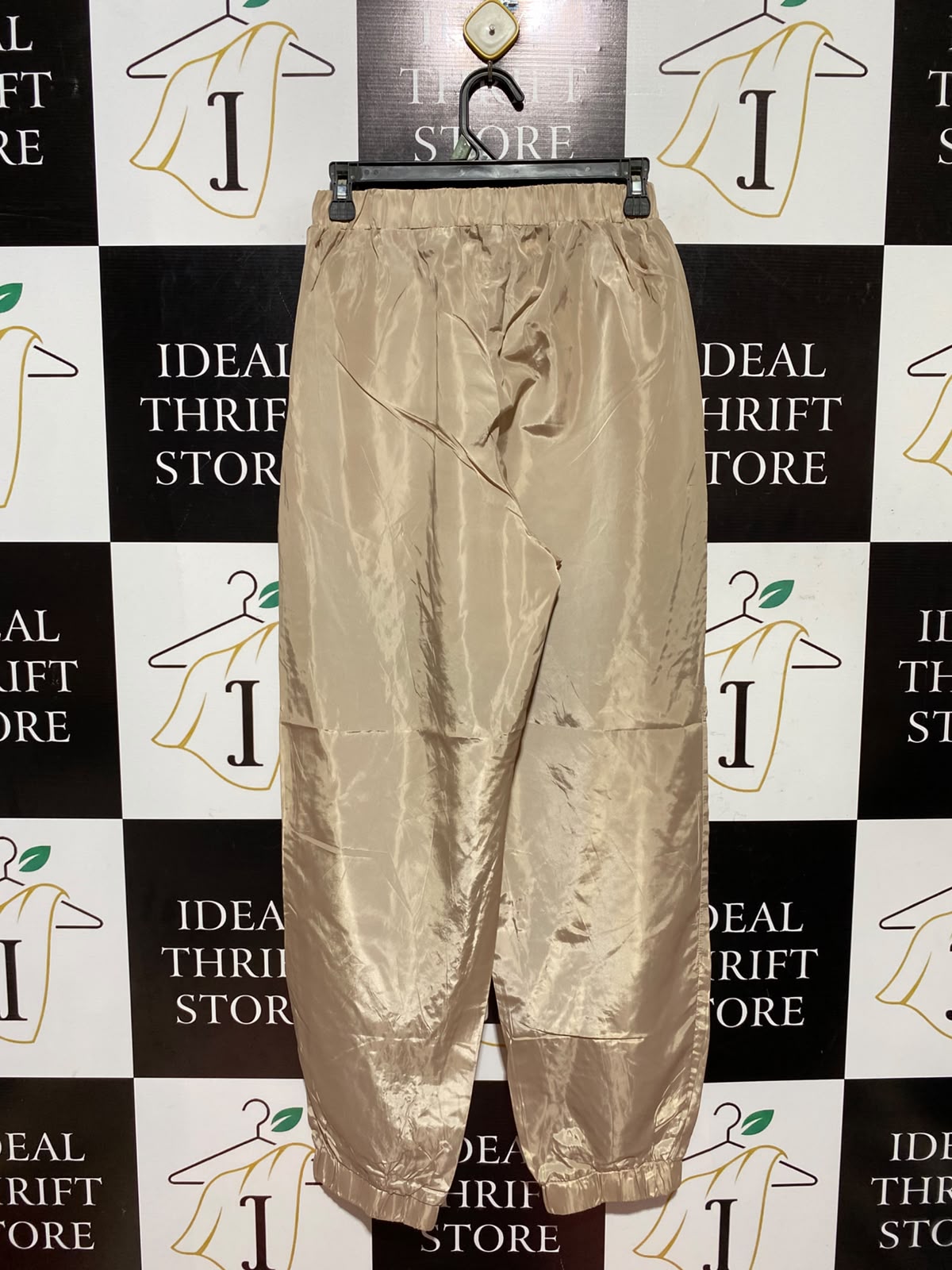 PRETTYLITTLE THING |S| WAIST 25| A5| GOLD SHIMMER MESH PANEL TRACK PANTS - HIGH-WAIST JOGGERS