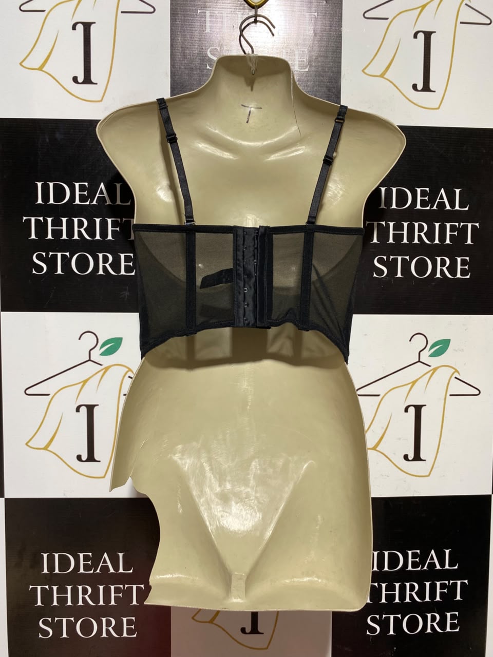 |S| BUST 15| A5| LEOPARD PRINT SATIN CORSET CROP TOP - STRAPLESS BUSTIER TOP WITH BLACK PANELS