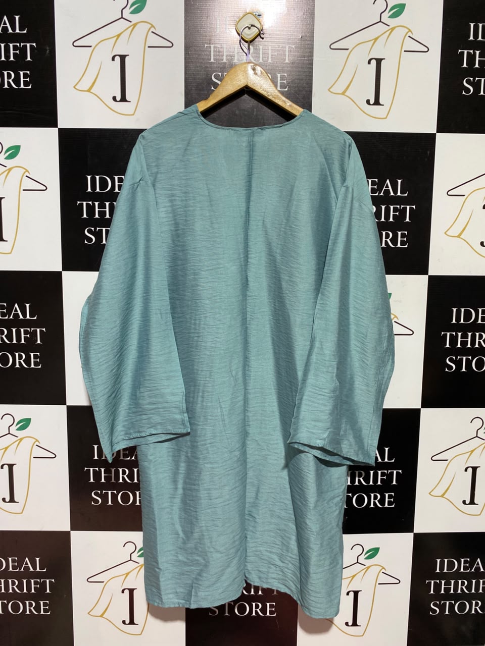 TAVIN |L| BUST 23| BUST 23| A5| SEA GREEN OPEN-FRONT KIMONO CARDIGAN - LIGHTWEIGHT TEXTURED COVER-UP